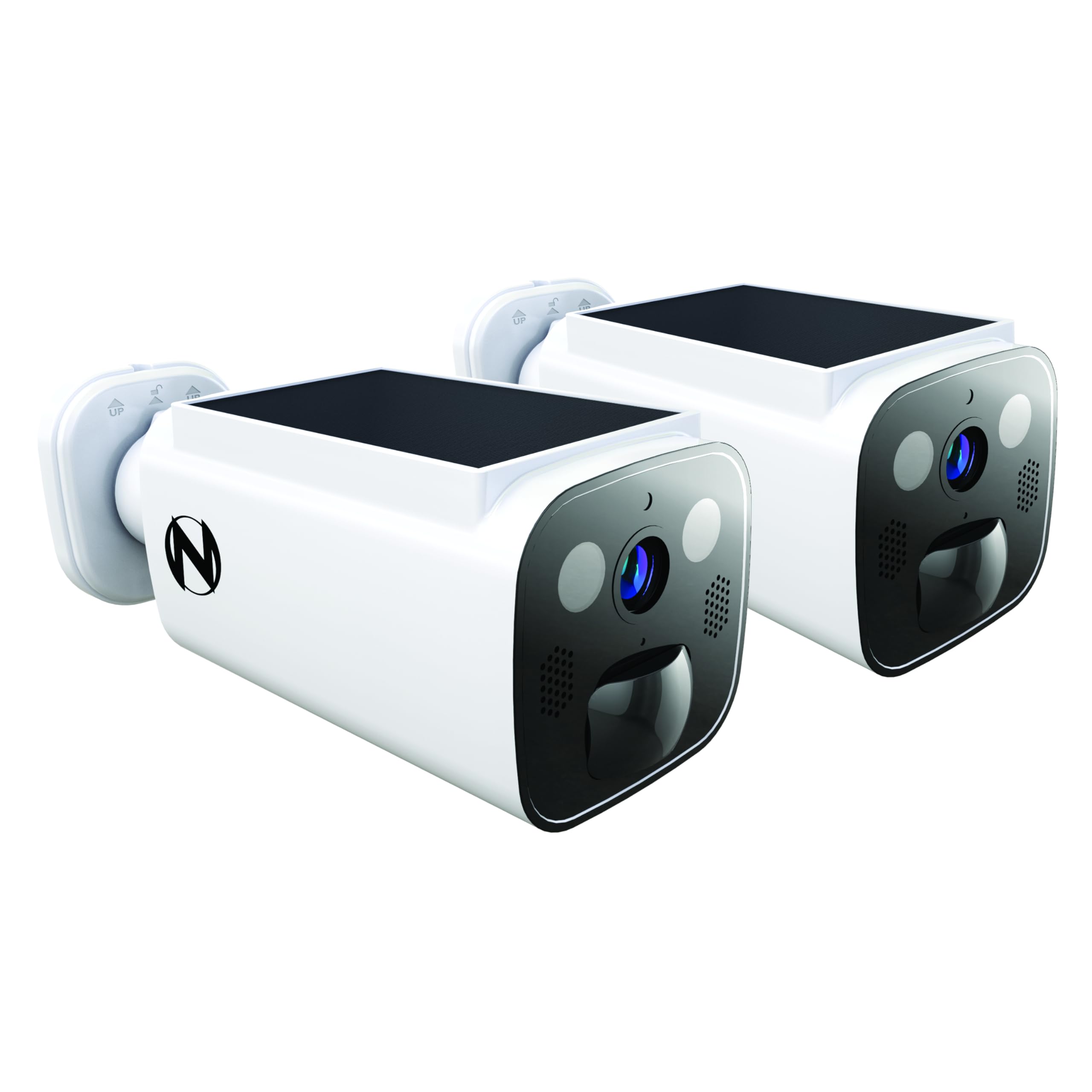 Night Owl® 2K Battery Solar Powered Camera with Spotlight and 2-Way Audio – 2 Pack – White
