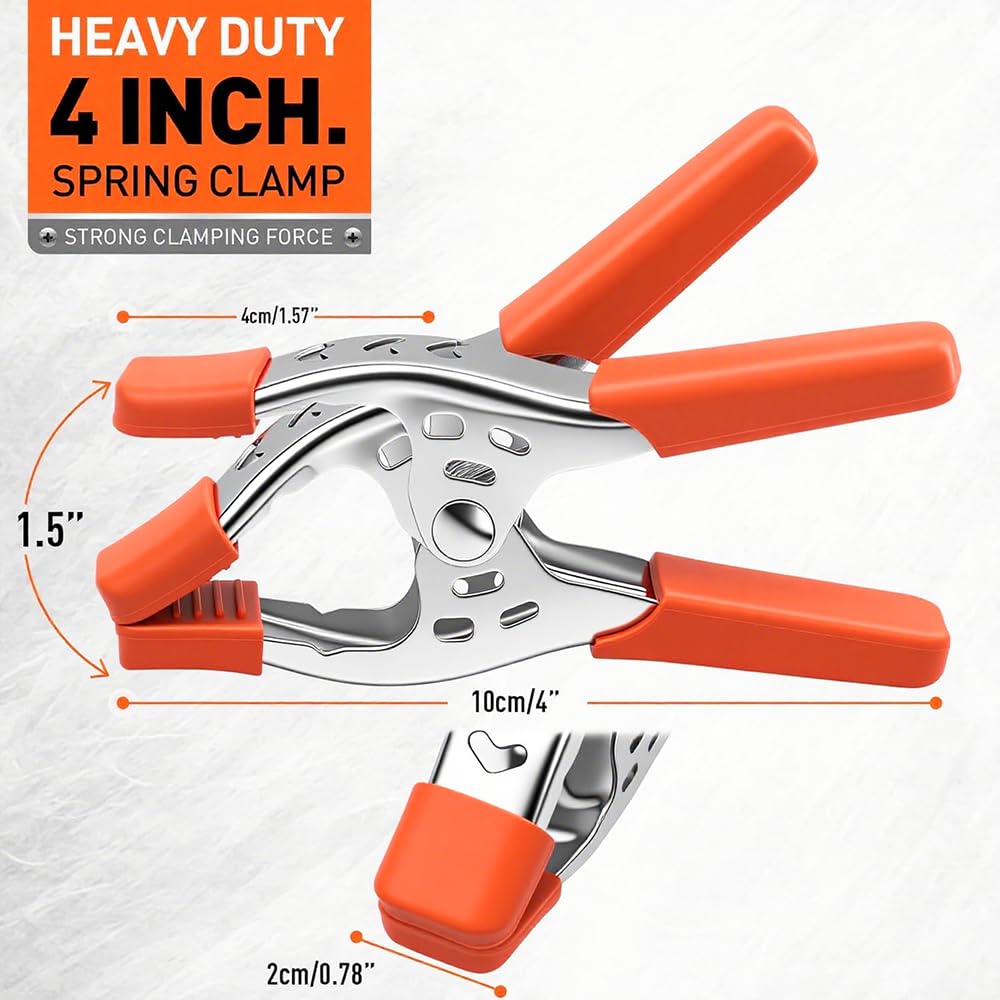 HORUSDY 8-Piece 4" inch Spring Clamp, Heavy Duty Spring Metal Spring Clamps, 1.5"-inch Jaw opening
