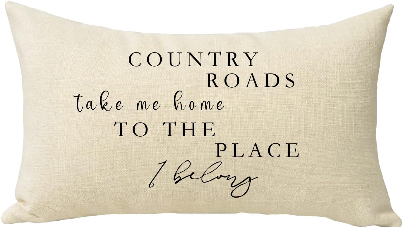Lumbar Country Roads Take Me Home Christmas Rectangle Decorative
