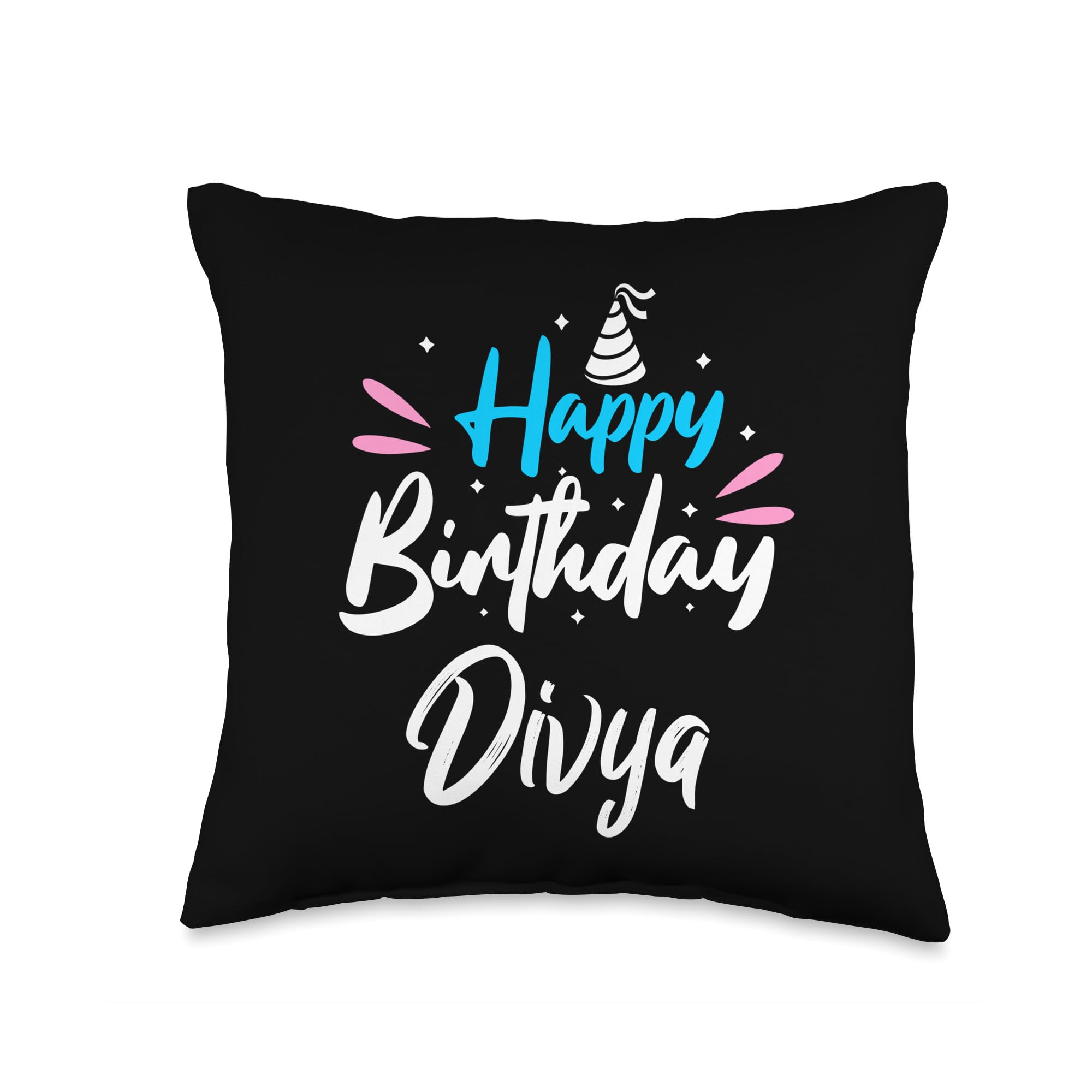 Great Happy Birthday Divya Apparel Happy Birthday Divya Throw Pillow, 16x16, Multicolor