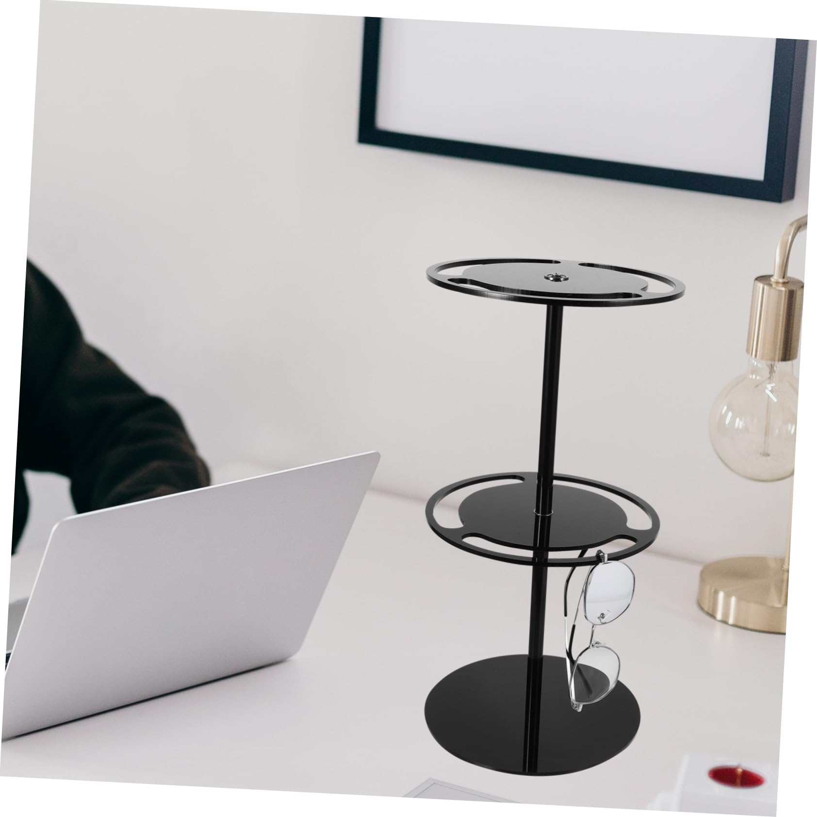 Espositore Nero Rotante Occhiali da in Acrilico Sole Display da Tavolo | Doppio Livello, Base Stabile Anti-ribaltamento, Festa Estiva per Vetrina e Banco