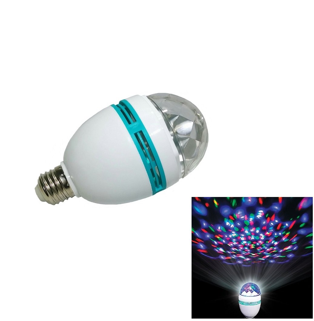 Rhode Island Novelty 3W LED Multi Color Disco Rotating Bulb