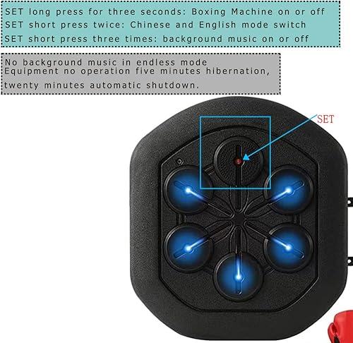 Miniatura 6 de Máquina de boxeo musical, máquina de boxeo electrónica Bluetooth con guantes de boxeo recargable, luz LED, máquina de boxeo de música, montaje en