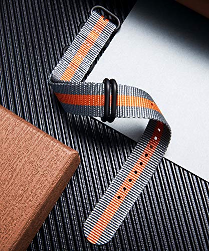 Image of BINLUN Premium Ballistic Nylon Watch Strap, Heavy Duty 5-Ring Replacement Watch Band with Stainless Steel Buckle, Comfortable Sport Band for Men Women, Fits 18-24mm