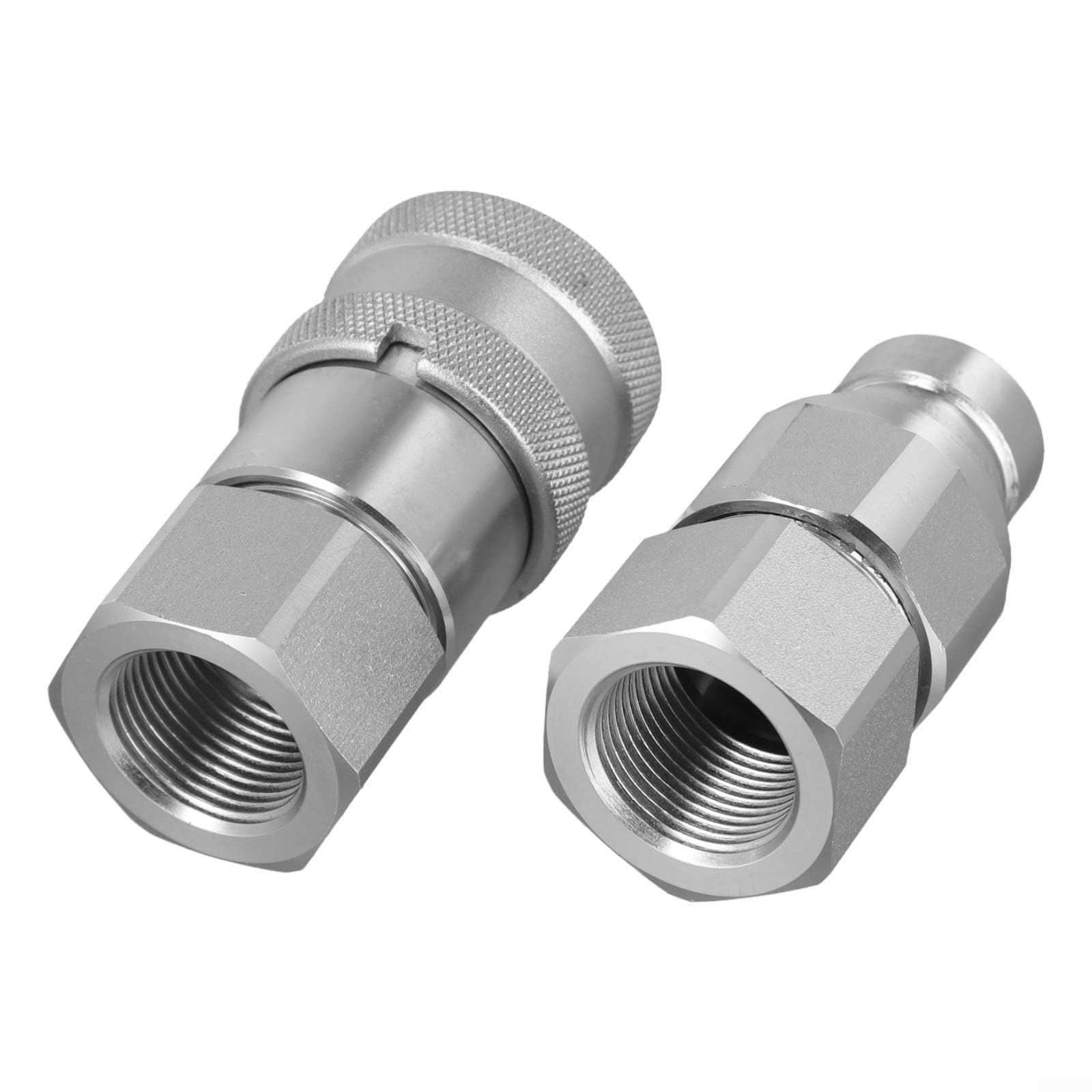 Hydraulisches Schnellkupplungsset mit Ventil - für NPT 1/4, 3/8, 1/2, 3/4 Zoll - Flachdichtung Typ FF für Industrie- und Landwirtschaftsmaschinen, Kohlenstoffstahl (G3/4)