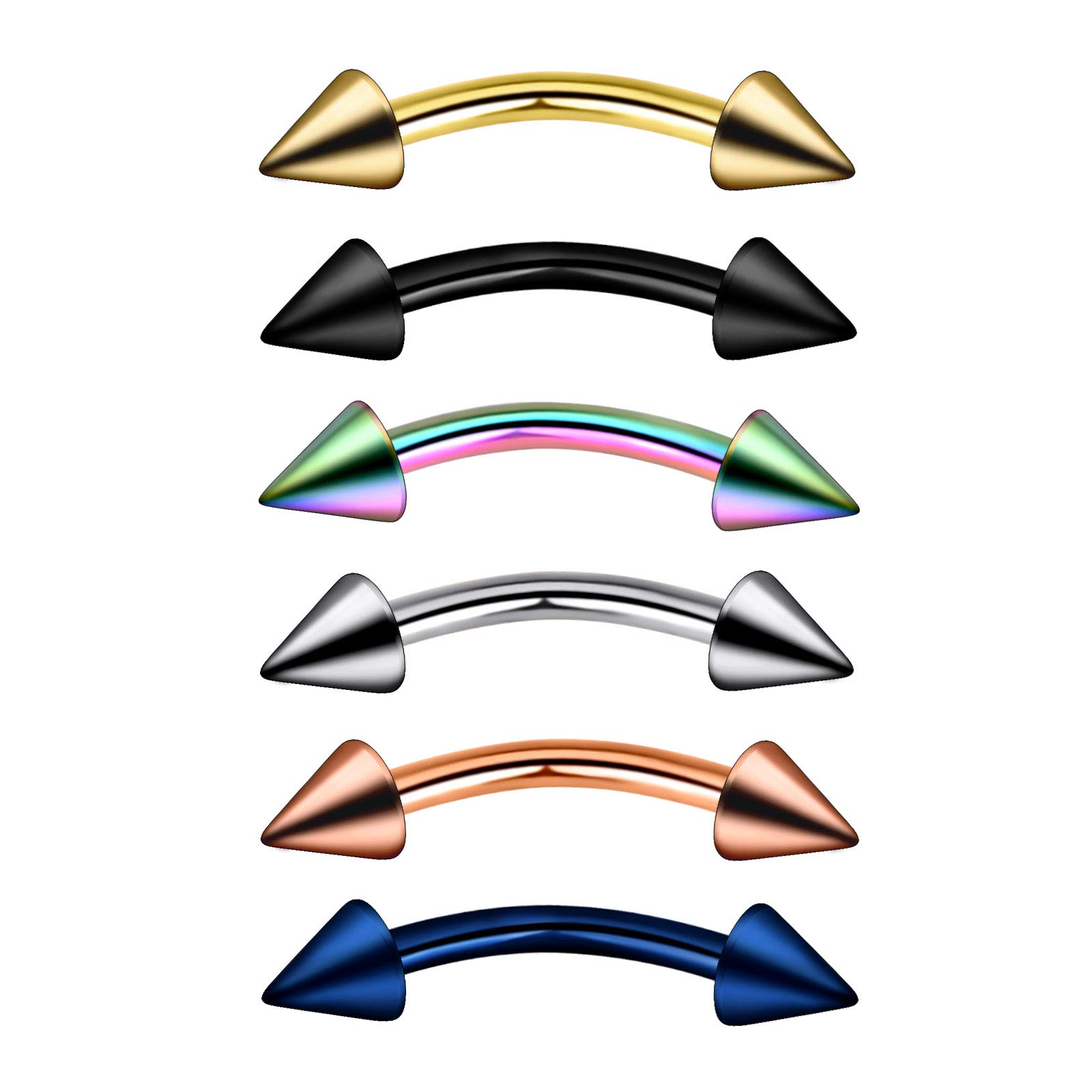 Set 8 Dilatatori Per Orecchie In Acciaio Inox 316L - Con Tappo A Vite, Dimensioni Da 3 Mm A 14 Mm, Colori Argento E Nero, Con Pietre Zirconia