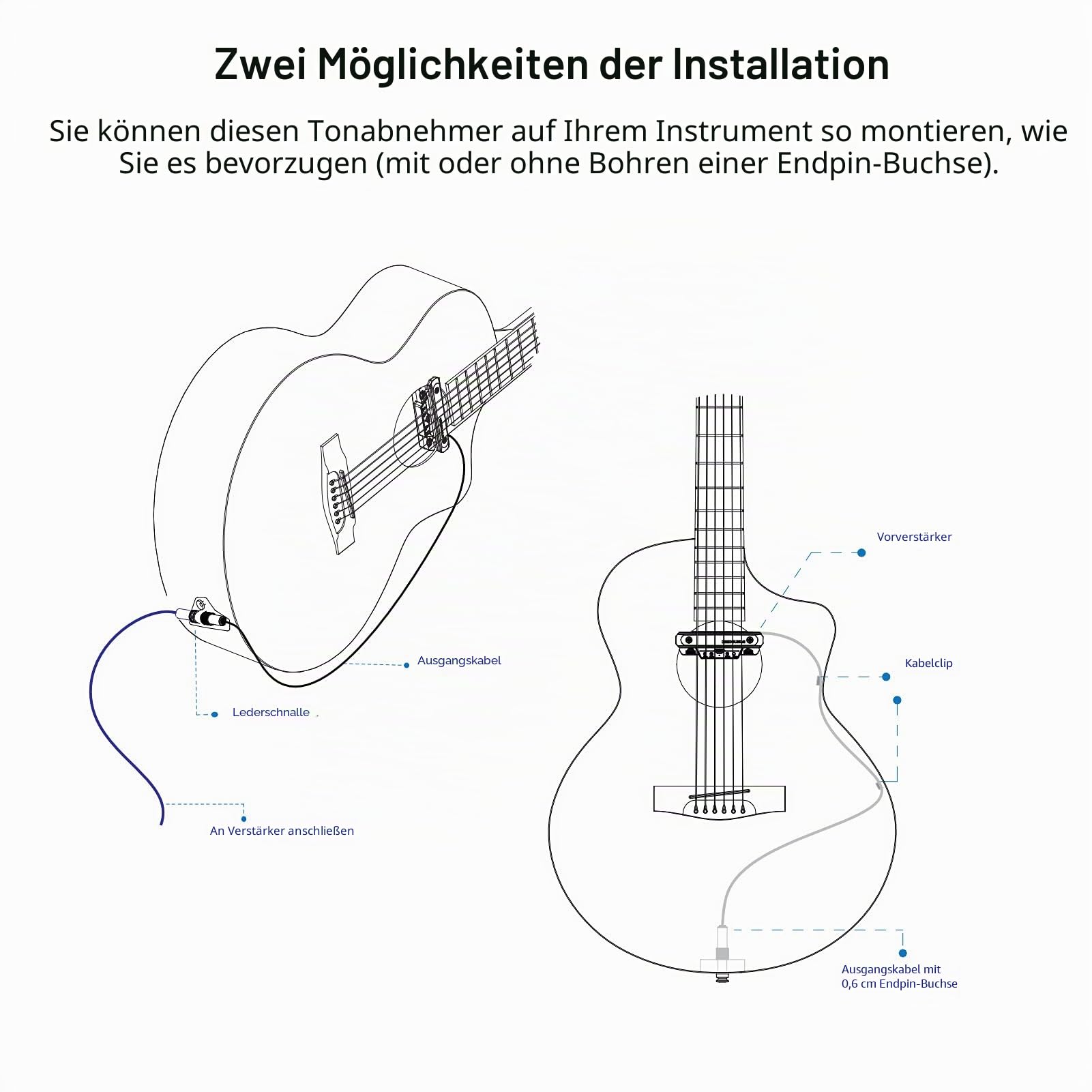 Btuty Gitarren-Tonabnehmer, Vorverstärker, Schallloch-Tonabnehmer mit Lautstärke- und Tonsteuerung, Musikinstrument, Zubehör für Akustikgitarre