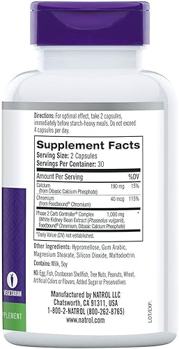 Miniatura 3 de Natrol Intercept de carbohidratos con cápsulas de control de carbohidratos de fase 2, extracto de frijol blanco, ayuda a controlar los