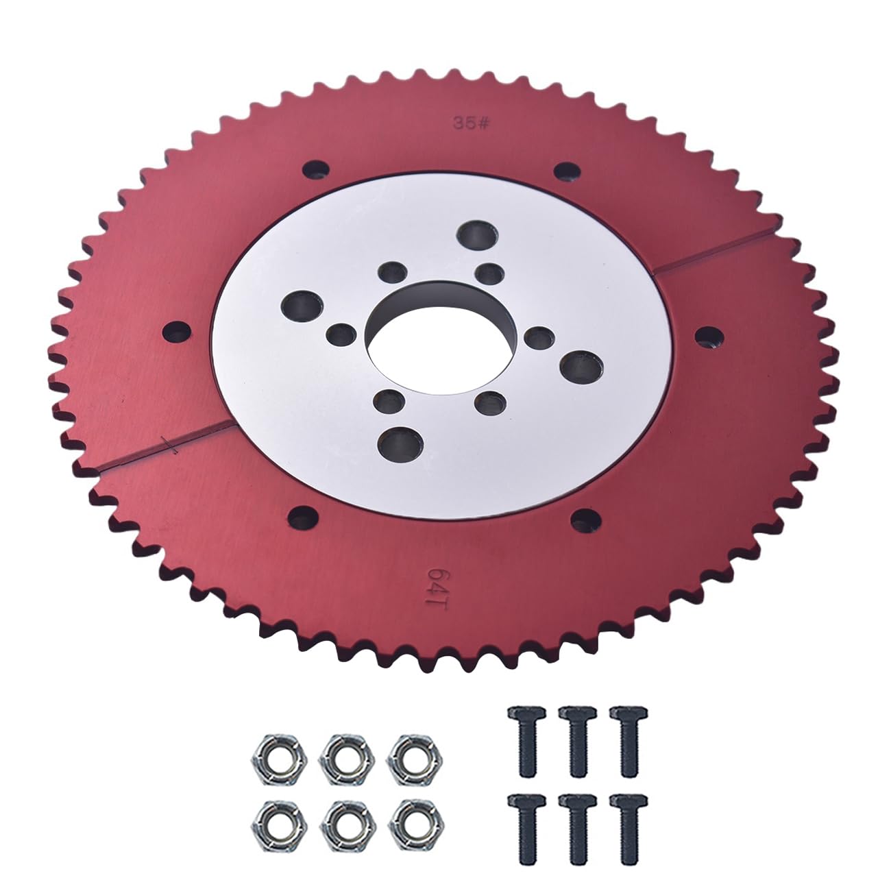 pinkhatcat #35 Chain 64T Split Sprocket with Adapter Universal for 80cc 105cc Monster Moto Go Kart Mini Bikes (Silver)