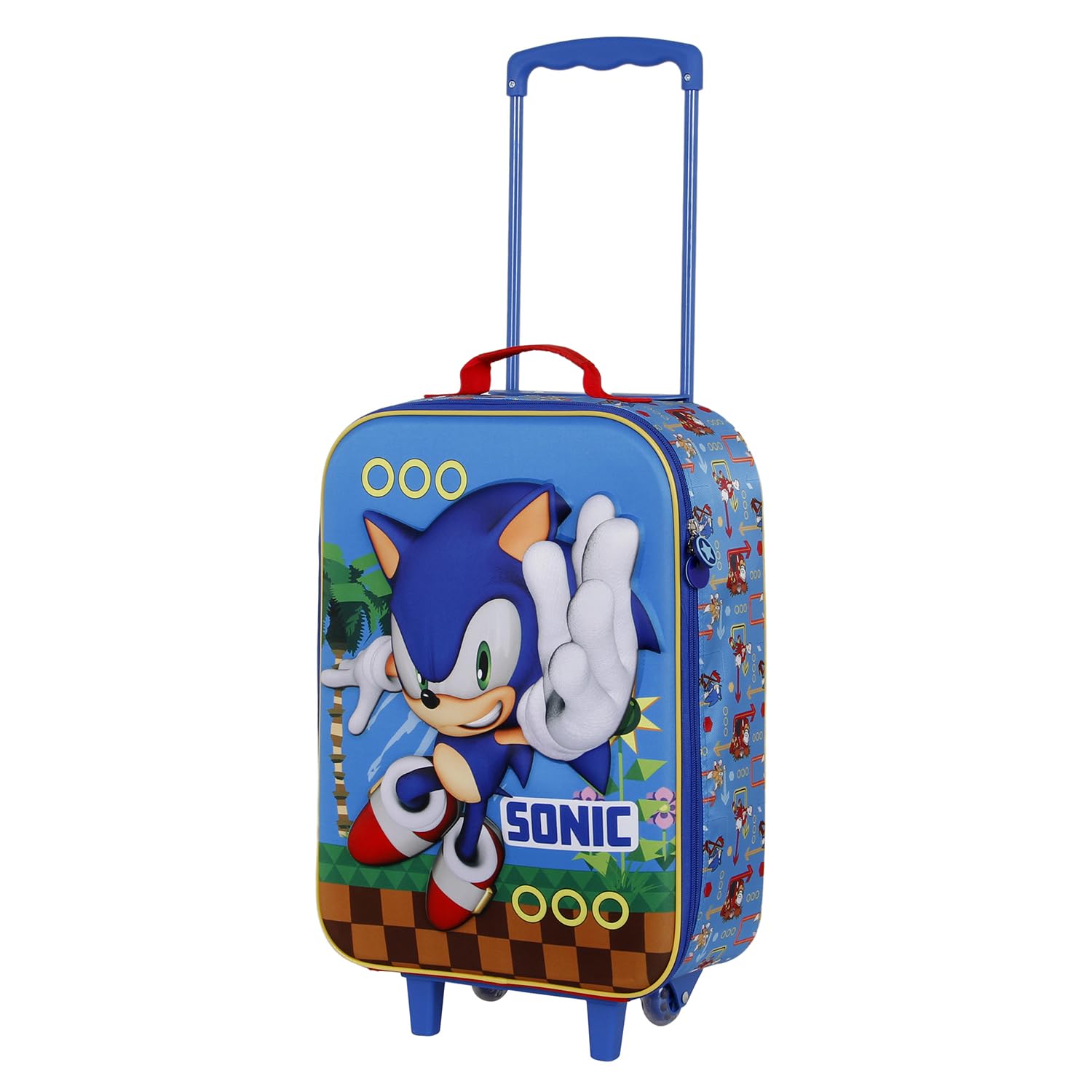 Sonic The Hedgehog - SEGA Sega-Sonic Faster-Maleta Trolley Soft 3D, Azul, 17 x 33 x 52 cm, Capacidad 26 L