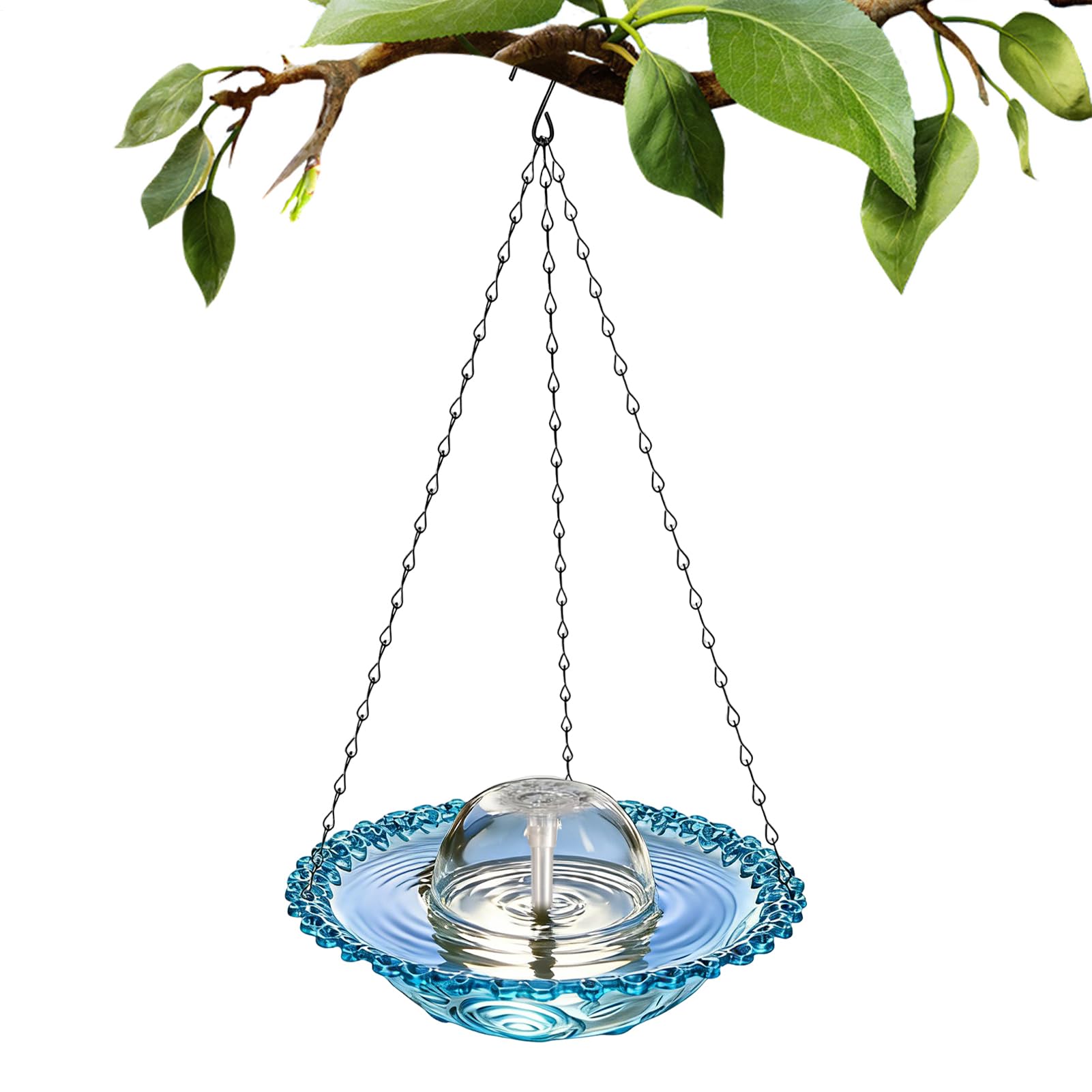 Baño para pájaros eléctrico y transparente con bomba automática para decorar el jardín exterior
