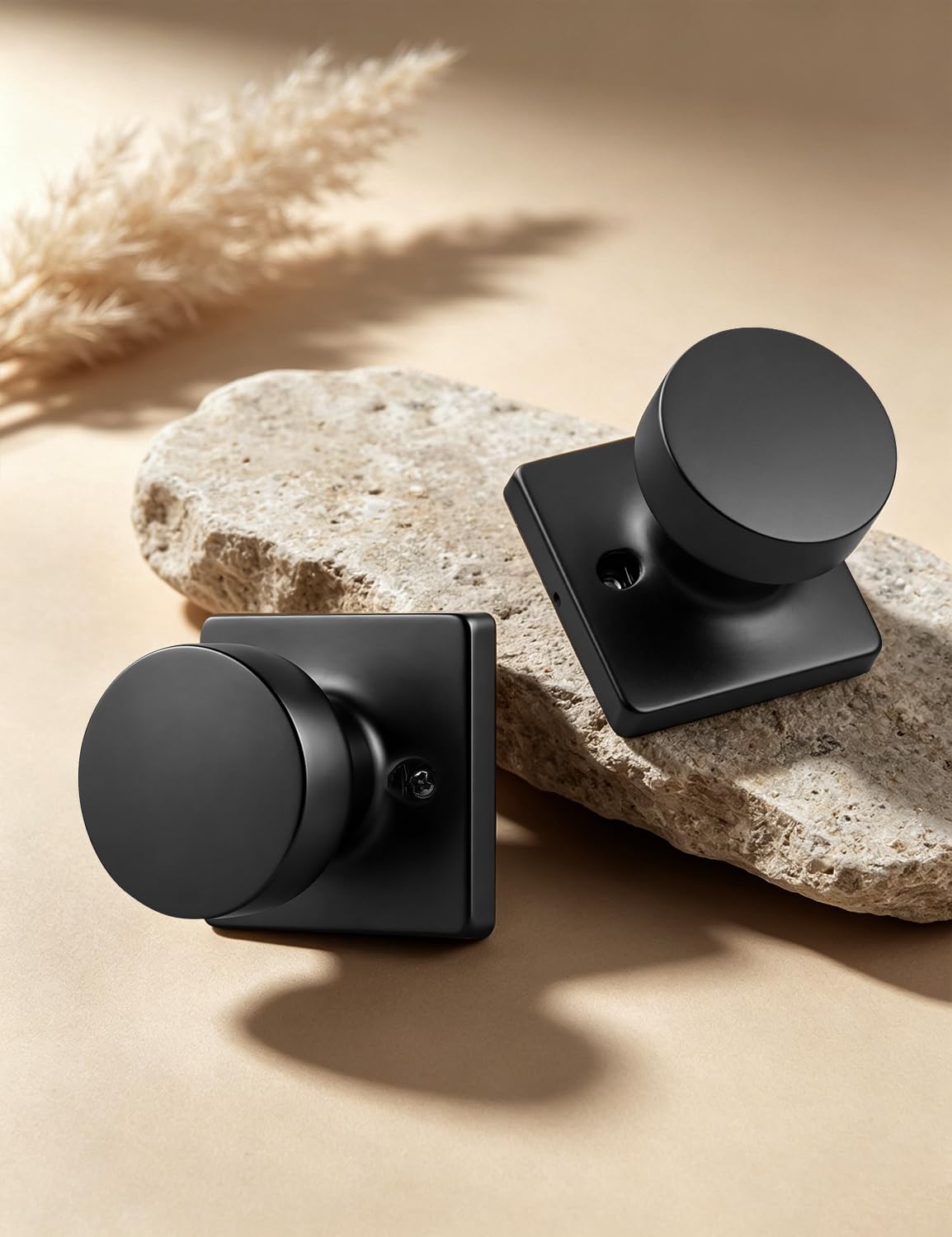 Matte Black Dummy Door Knobs - 2 Pack -2