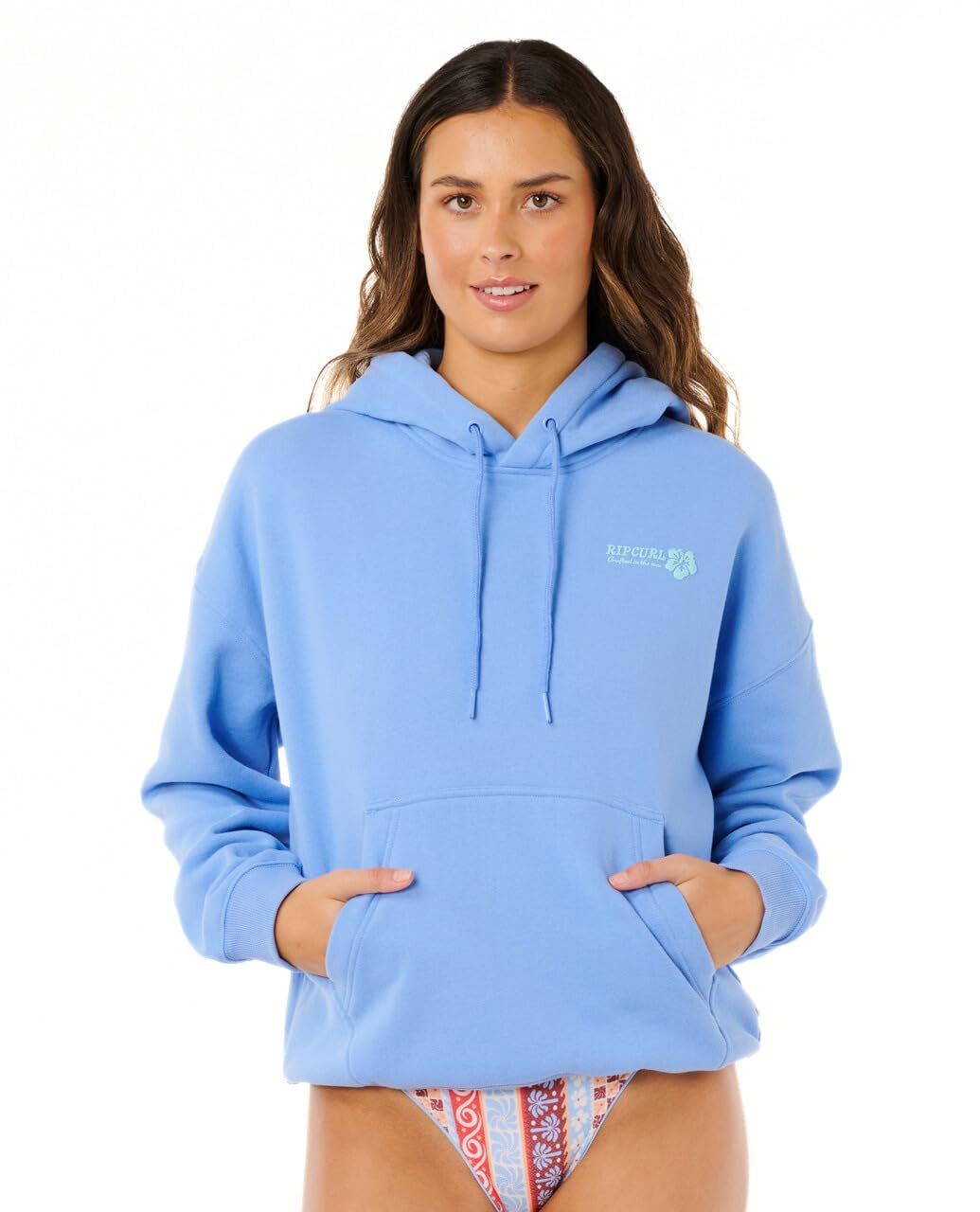Rip Curl Women's Surf Puff Heritage Hooded Sweatshirt, Cornflower Puff Blue, Medium