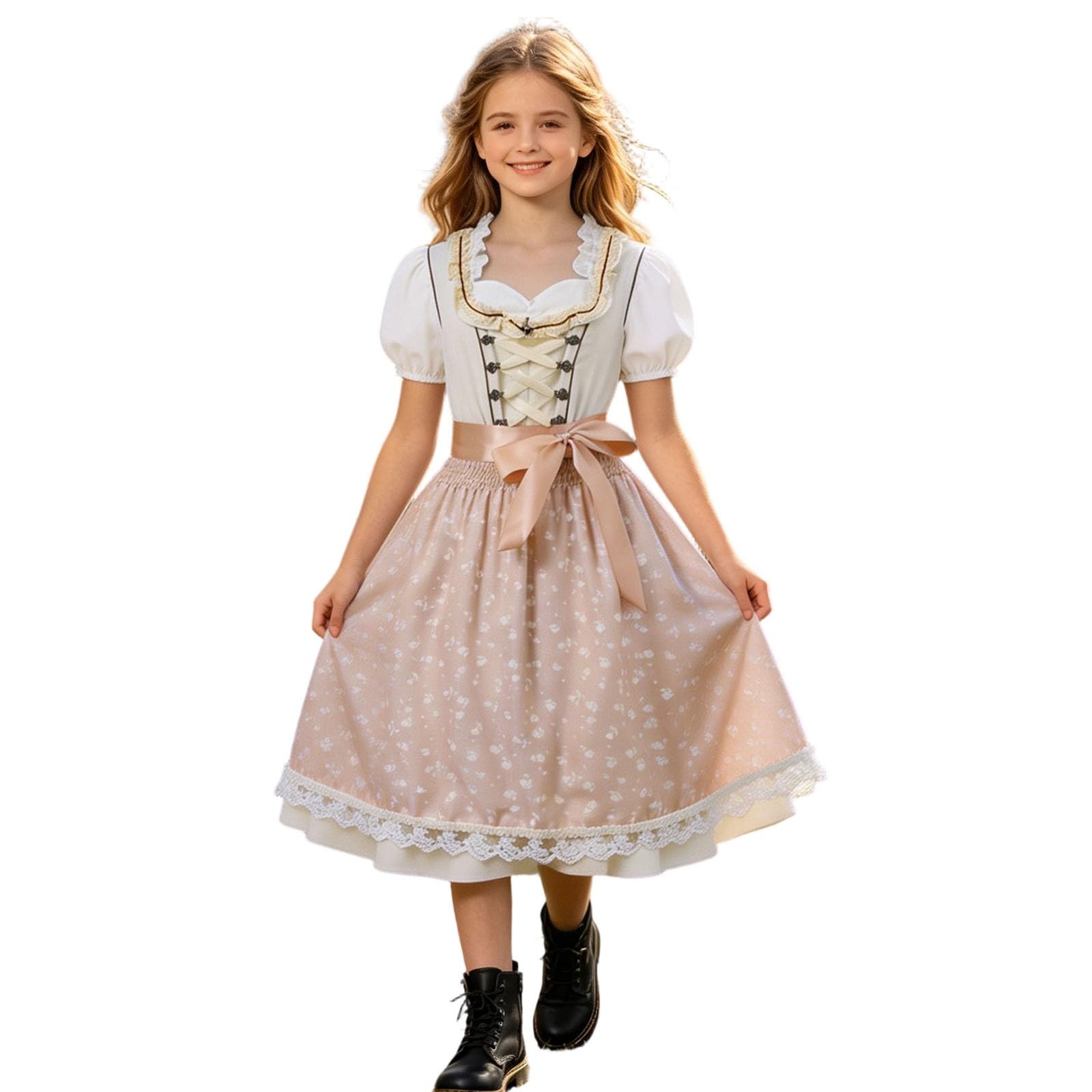 Dirndl dziewczęca bluzka i fartuch w tradycyjnym stylu dla dzieci, dziewczynek, fartuch do stroju bawarskiego