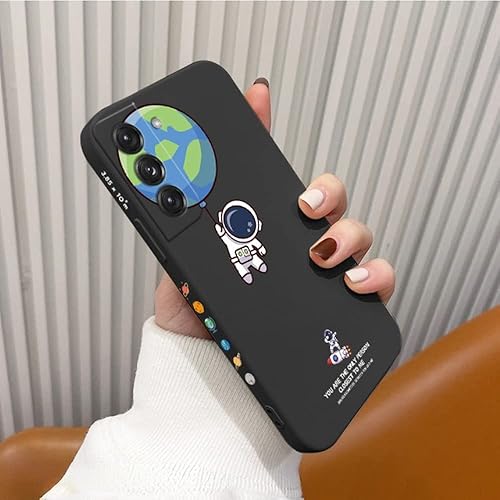 Linda funda de astronauta para Samsung Galaxy S22 Ultra S21 Plus S20 FE A52 A72 A51 A71 A32 A12 A21S A50 Note 20 10 Funda de silicona suave, negro2,