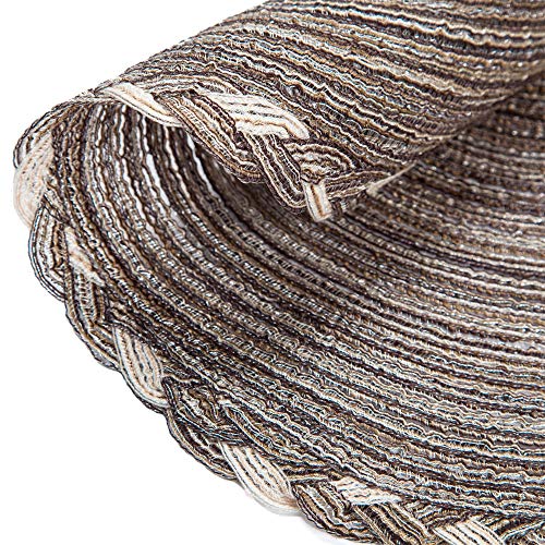 Image of SHACOS Round Placemats Set of 6 Braided Glitter Round Table Placemats 15 inch for Wedding Holiday Party (Multicolor - Light Coffee, 6)