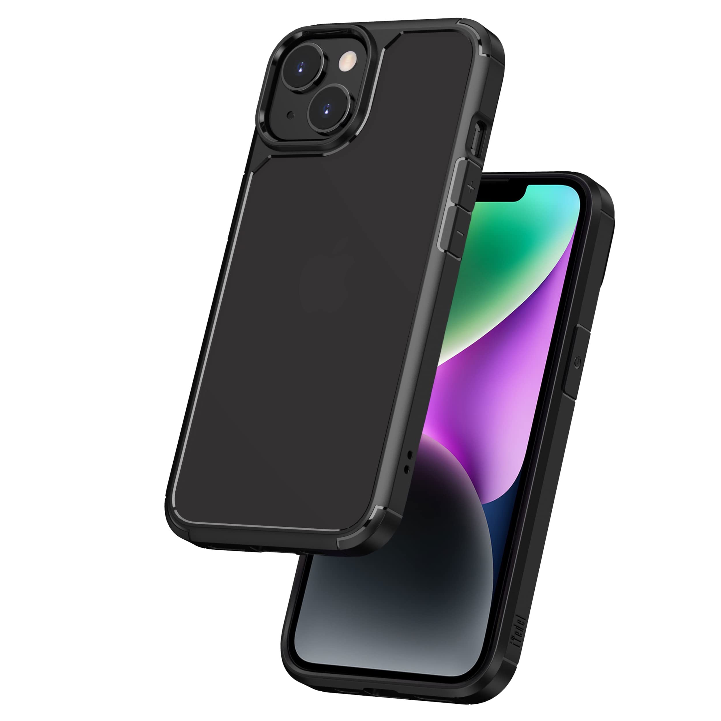 iTedelfor iPhone 14 Case & iPhone 13 Military Grade Protection, Shockproof Anti-scratch Protective Bumper Hard PC Phone Cases, Thin Slim Fit Cover Black