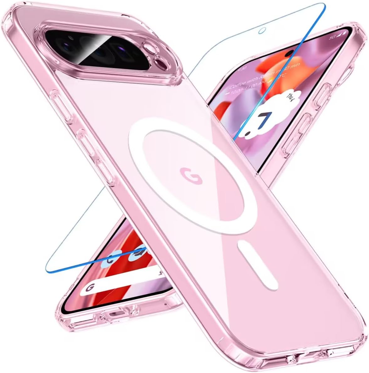 Kuaguozhe for Google Pixel 9 Pro XL Case for Mag-Safe, Clear Case with Screen Protector, [Not-Yellowing] [12FT Grade Protection] Magnetic Shockproof Phone Case for Pixel 9 Pro XL(Clear)