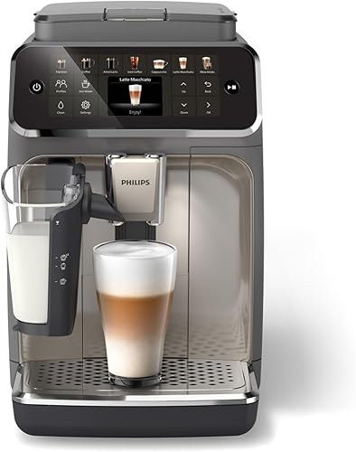 Philips 4400 Series Fully Automatic Espresso Machine, LatteGo Milk System, Integrated Grinder, 12 Hot & Iced Coffee Pre-Sets, Quick Start,