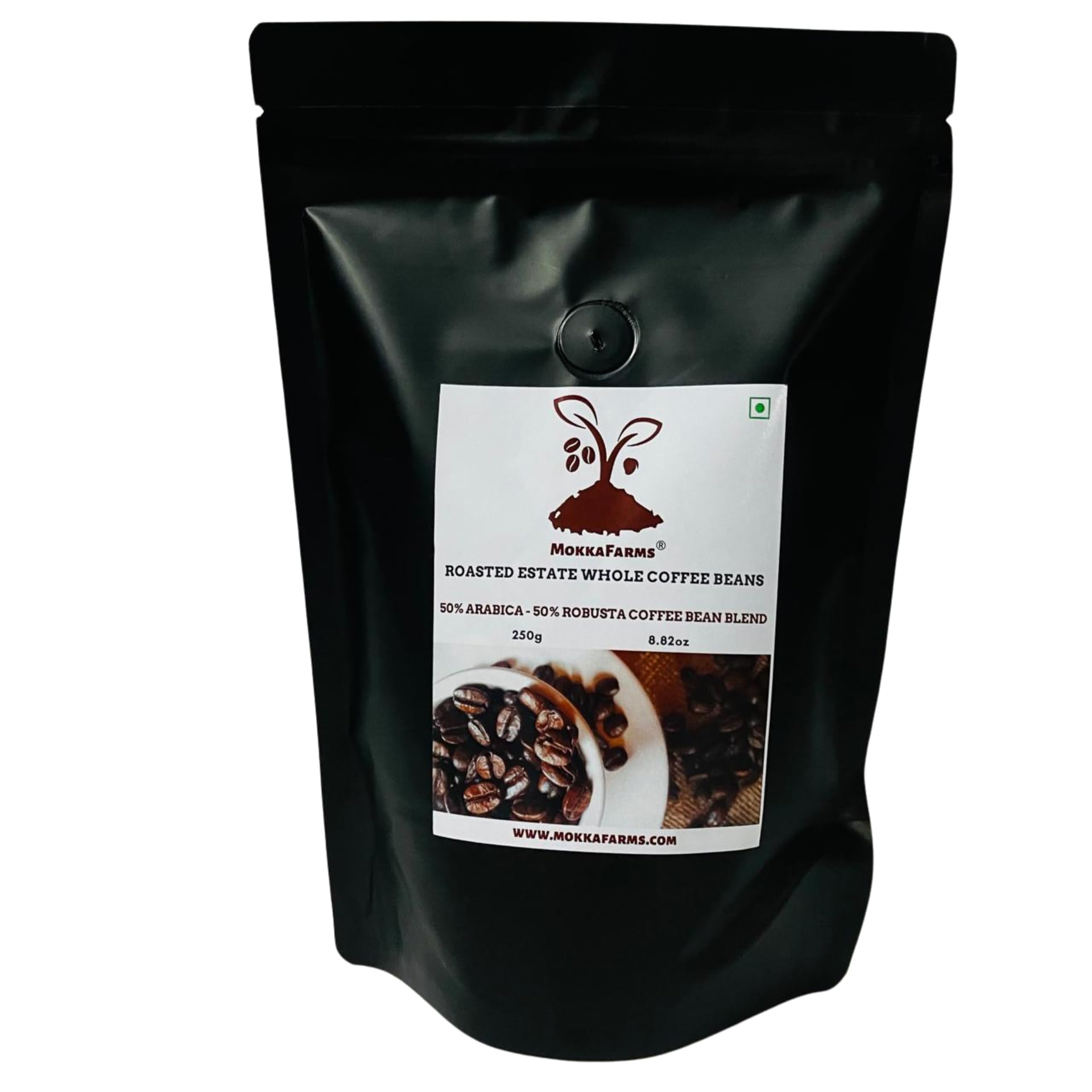 MokkaFarms Roasted Whole Coffee Beans Blend 250g - 50% Arabica, 50% Robusta | Medium Roast, Fresh Estate Graded Coffee Bean | Strong, Flavour, Aroma | Farm to Fork | One Way Valve Zip-Lock Bag | (B0D2KWKCHX) Amazon Price History, Amazon Price Tracker