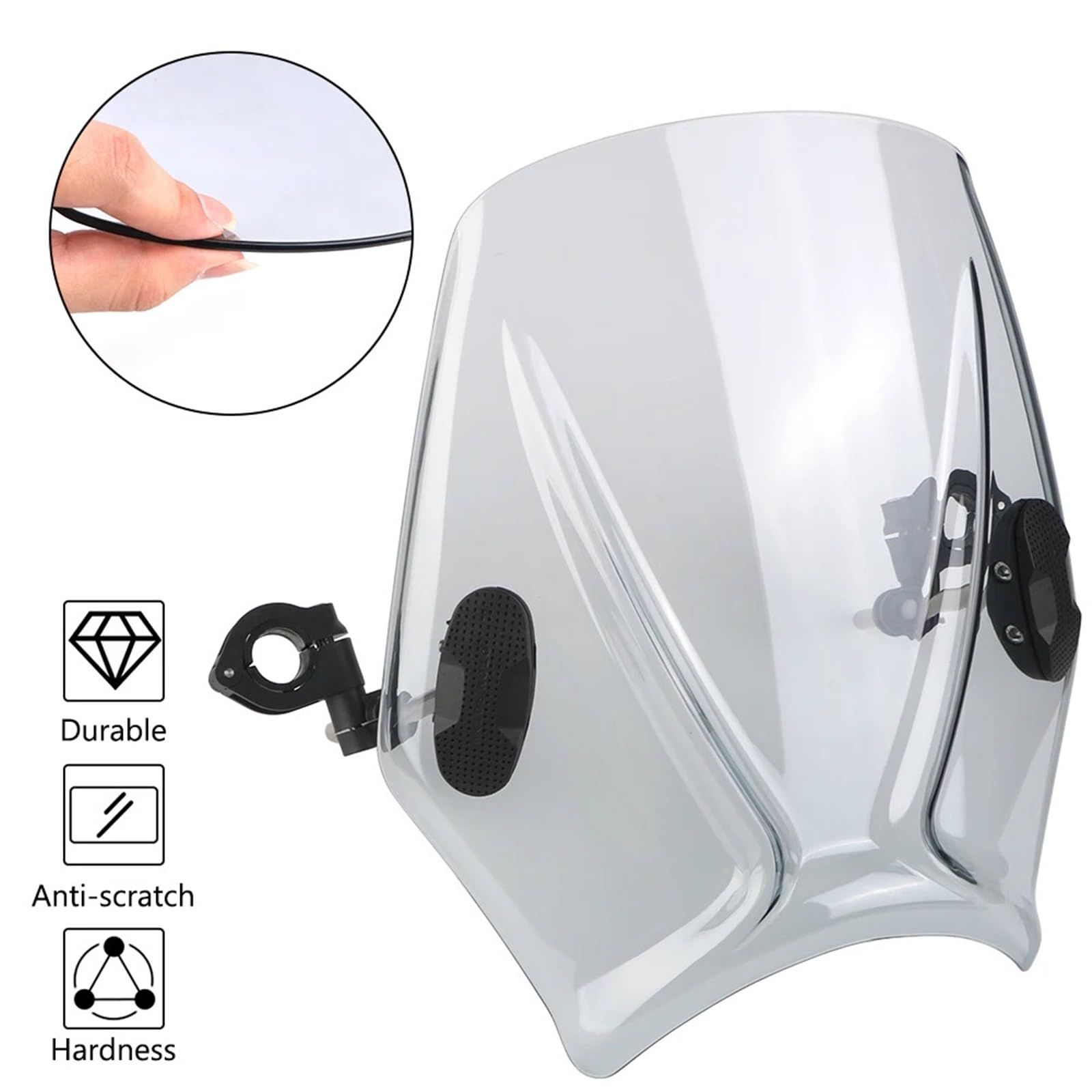 Przednia szyba motocyklowa Szyba motocyklowa do motocykla ulicznego Uniwersalny spoiler szyby przedniej(Light Gray)