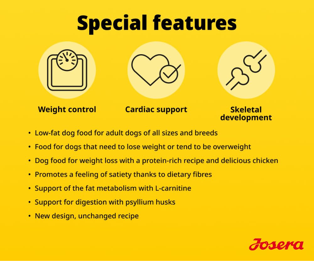 JOSERA Adult Light & Vital kurczak (3 x 3 kg) | sucha karma premium dla dorosłych psów | z groszkiem | o niskiej zawartości fosforu – z niewielką ilością tłuszczu i białka, specjalnie dla seniorów