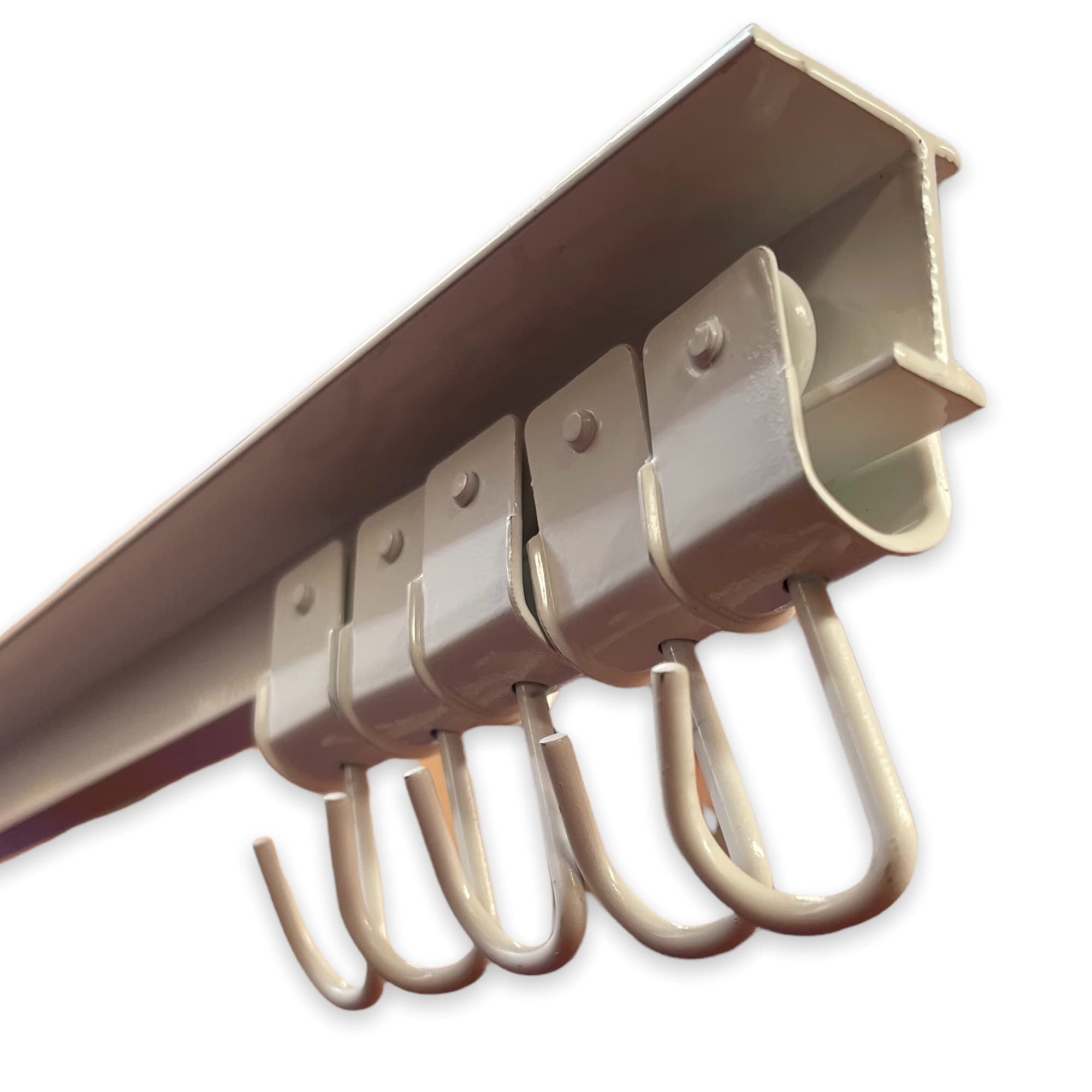 Teletoldo Kit Riel de Aluminio para Cortina Exterior (2,00 m) + 9 Poleas | Montaje a Techo | Blanco Lacado | Ideal para Toldos, Porches y Pérgolas