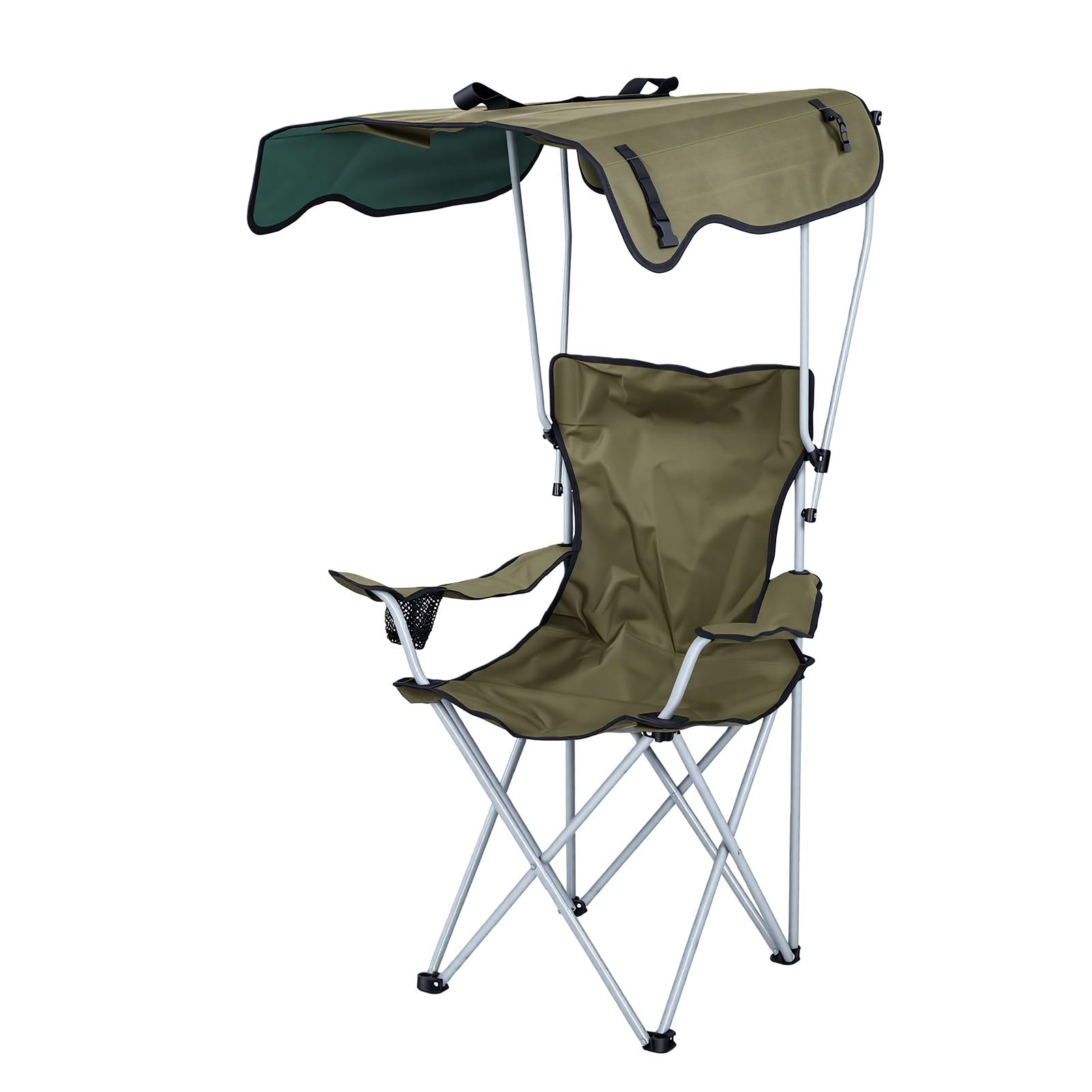 XUMIUZIY Sedia da Campeggio in Acciaio Ad Alto Tenore di Carbonio |Sedia Pieghevole Ergonomica in Tessuto Oxford Verde OD con Tettuccio per Viaggi Picnic Sulla Spiaggia