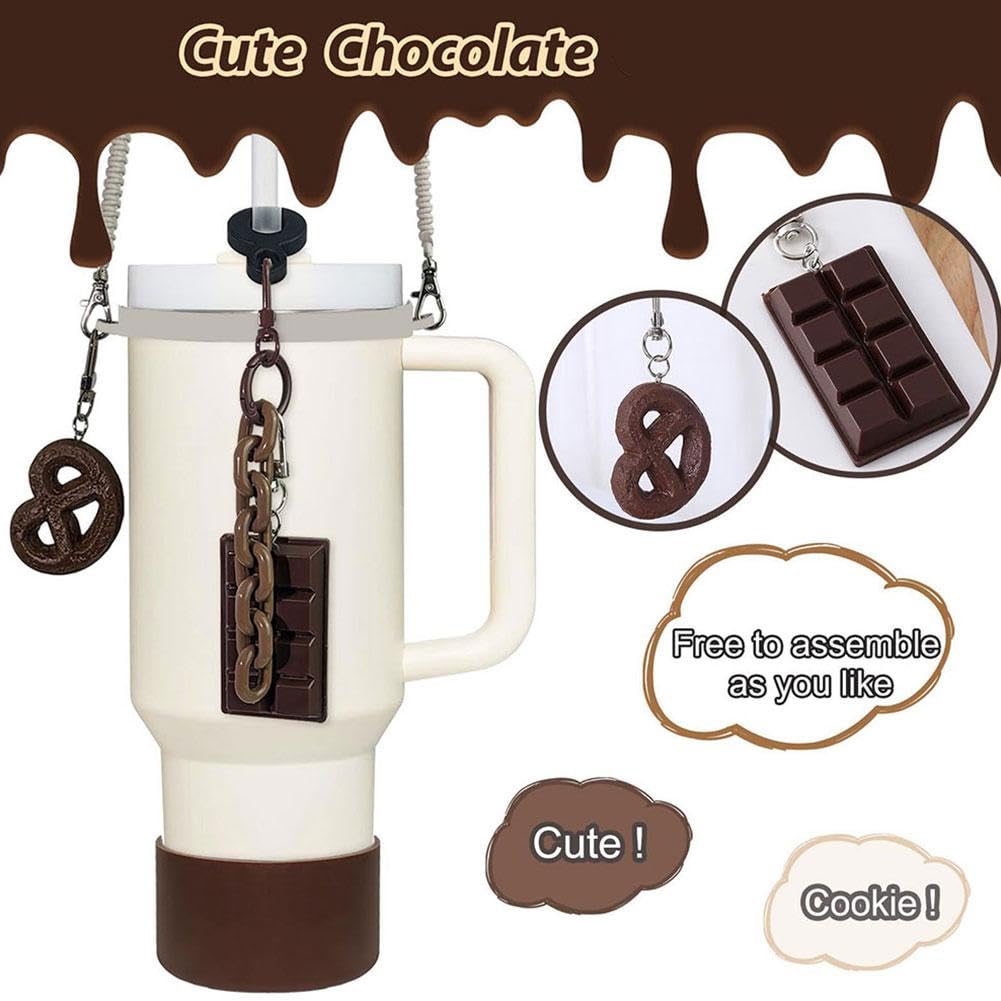 Accessori marroni per Stanley Cup 30 & 1134 g, per Stanley Cup set di accessori include coperture per cannuccia da 1 cm, cinturino riutilizzabile per bottiglia d'acqua, carino per ciondoli Stanley e