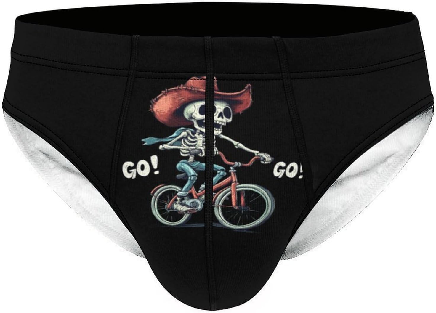 Bike Riding Skeletons Cycling Men's Underwear Brief Print Triangle Bikinis Soft Breathable Briefs