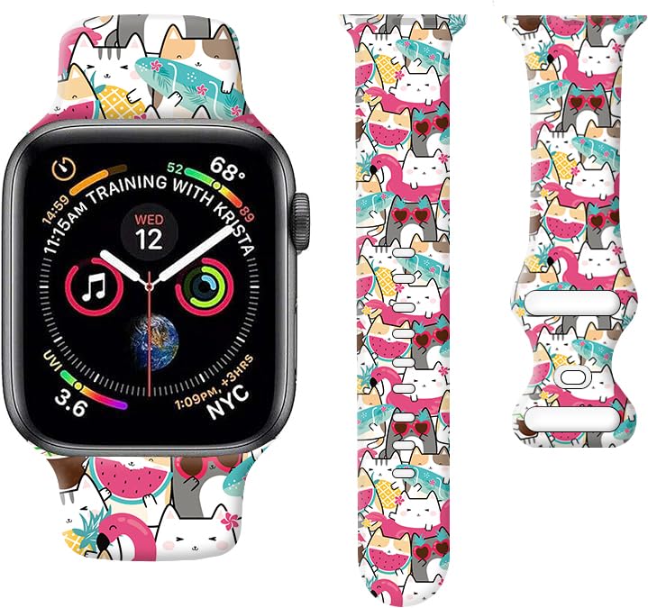 Sport Watch Bands Compatible with Apple Watch Band 38mm 40mm 41mm for Women Men, Adjustable Soft Silicone Replacement Smartwatch Wristband for iWatch