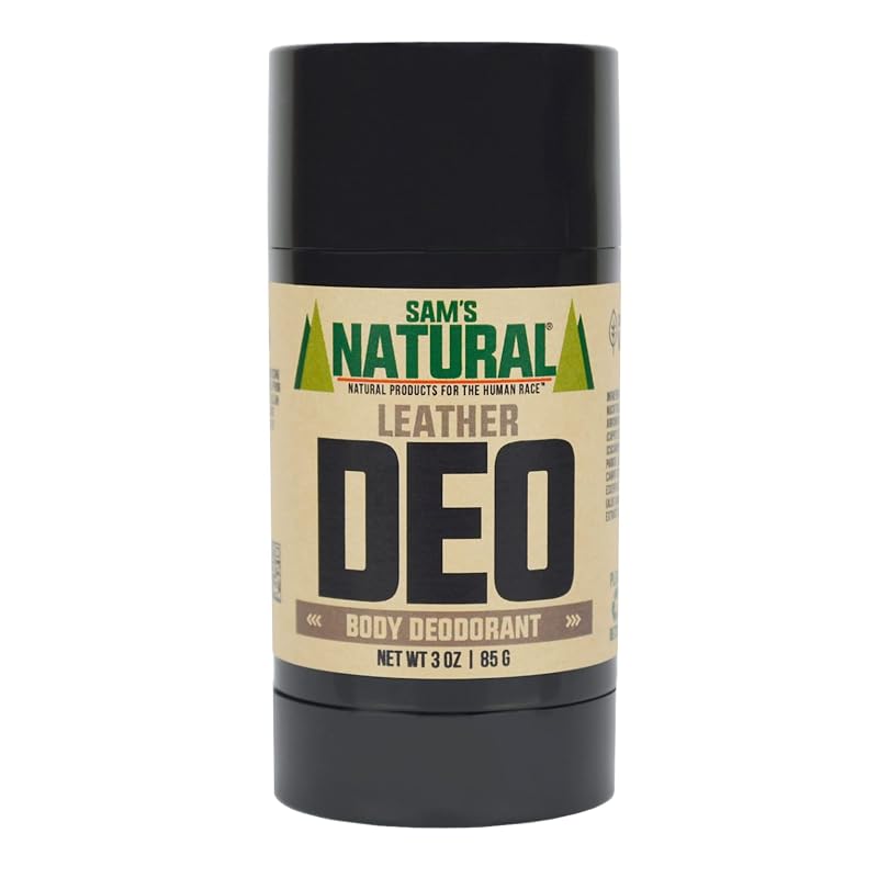 Desodorante Sam’s Natural Leather sem alumínio, unissex, 85 g