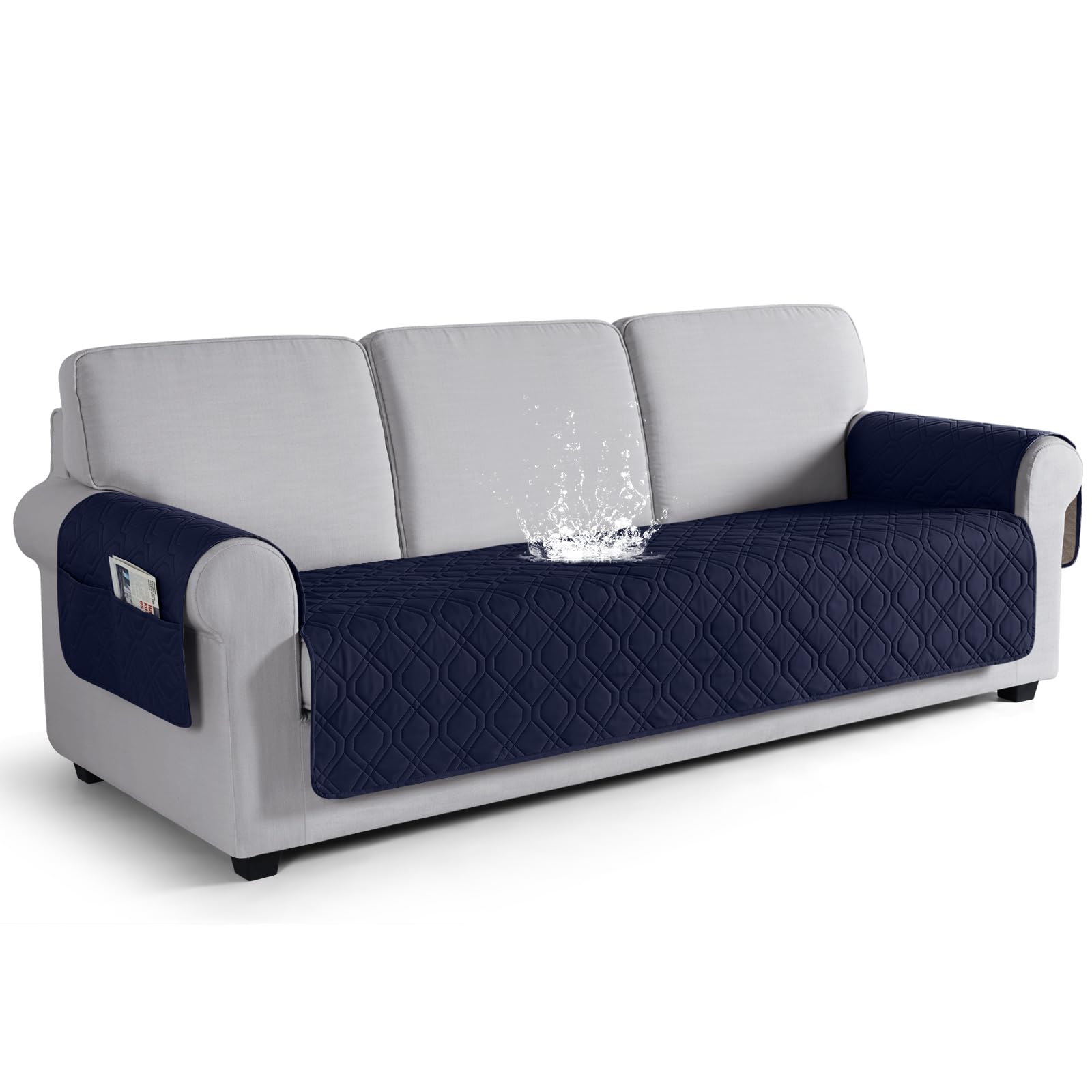 Photo 1 of VANSOFY Couch Cover, Waterproof Sofa Covers Washable Slipcover Furniture Protector Couch Seat Covers Non-Slip Couch Cover for Dogs, Pets(Sofa Plus, Dark Blue)