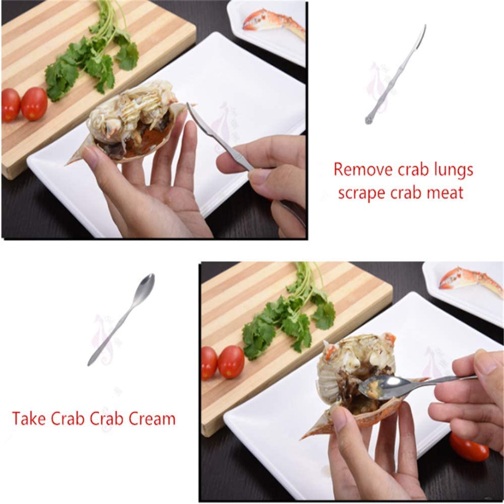Terreno de mariscos de 8 Piezas para Cubiertos de 8 Piezas para Amantes de los mariscos, Incluido el Martillo de Cangrejo/Horquilla/Hacha/Cuchillo/Cuchara/escorpión/Tijeras/Muelle