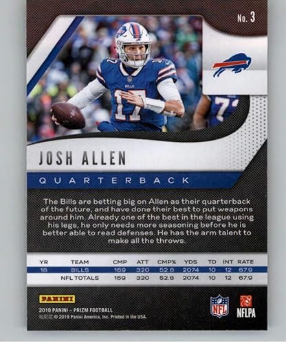 Miniatura 2 de 2019 Panini Prizm #3 Josh Allen Buffalo Bills NFL - Trading Card