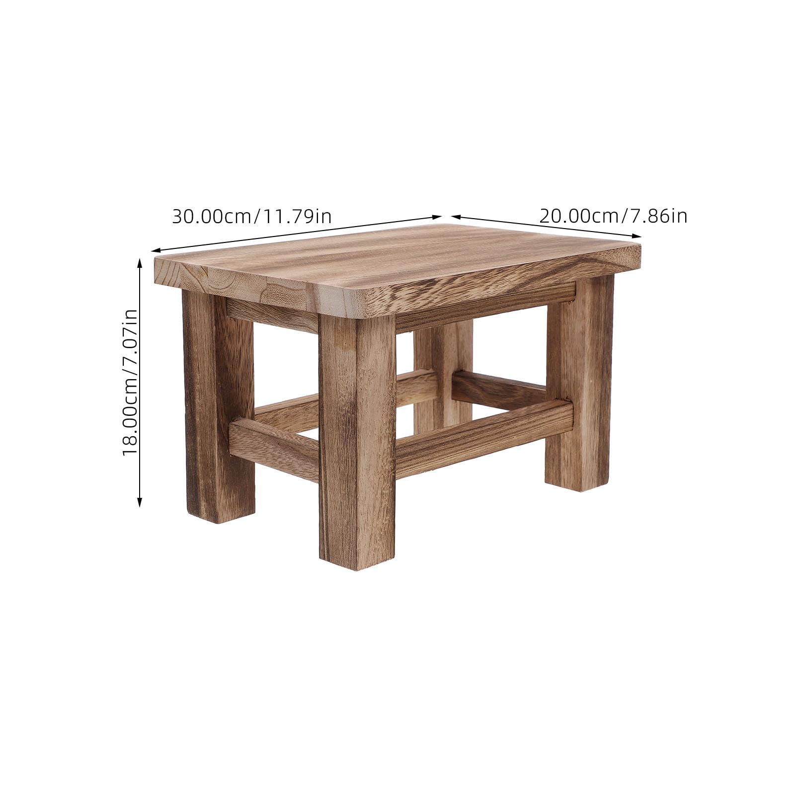 Taburete de Madera Maciza Pequeño, Vintage, Compacto