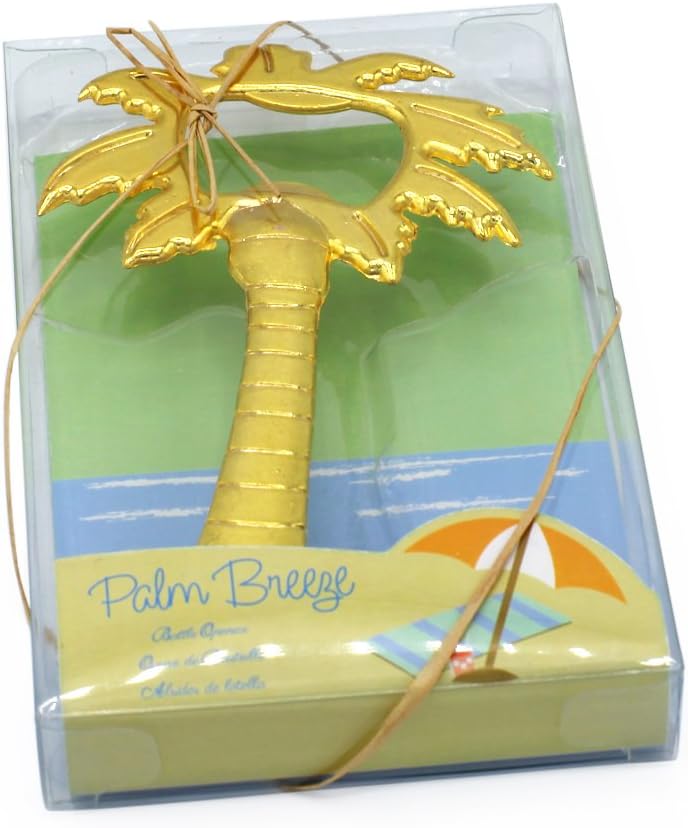 dngcityPalm Breeze Coconut Tree Shaped Bottle Opener Bridal Shower Tropical Beach Wedding Favor Set of 20 (Gold, 20)