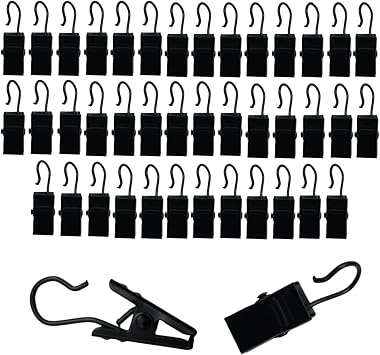 Stainless Steel Hanging Clip Curtain Clips,Camper Awning Lights Clips Light Hanger Hooks Party Decor Supplies for Camp Tent Awning Light Photo Display Indoor Outdoor Decoration 40 Pcs