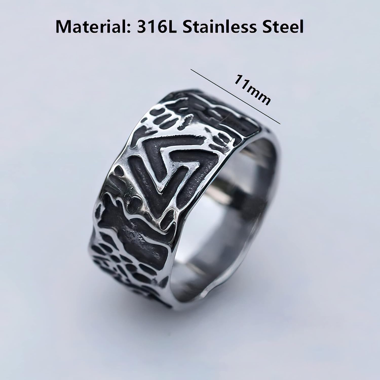 BAVIPOWER Viking Odin Valknut Ring Stainless Steel Vintage Unique Accessory for Men Women - Image 5
