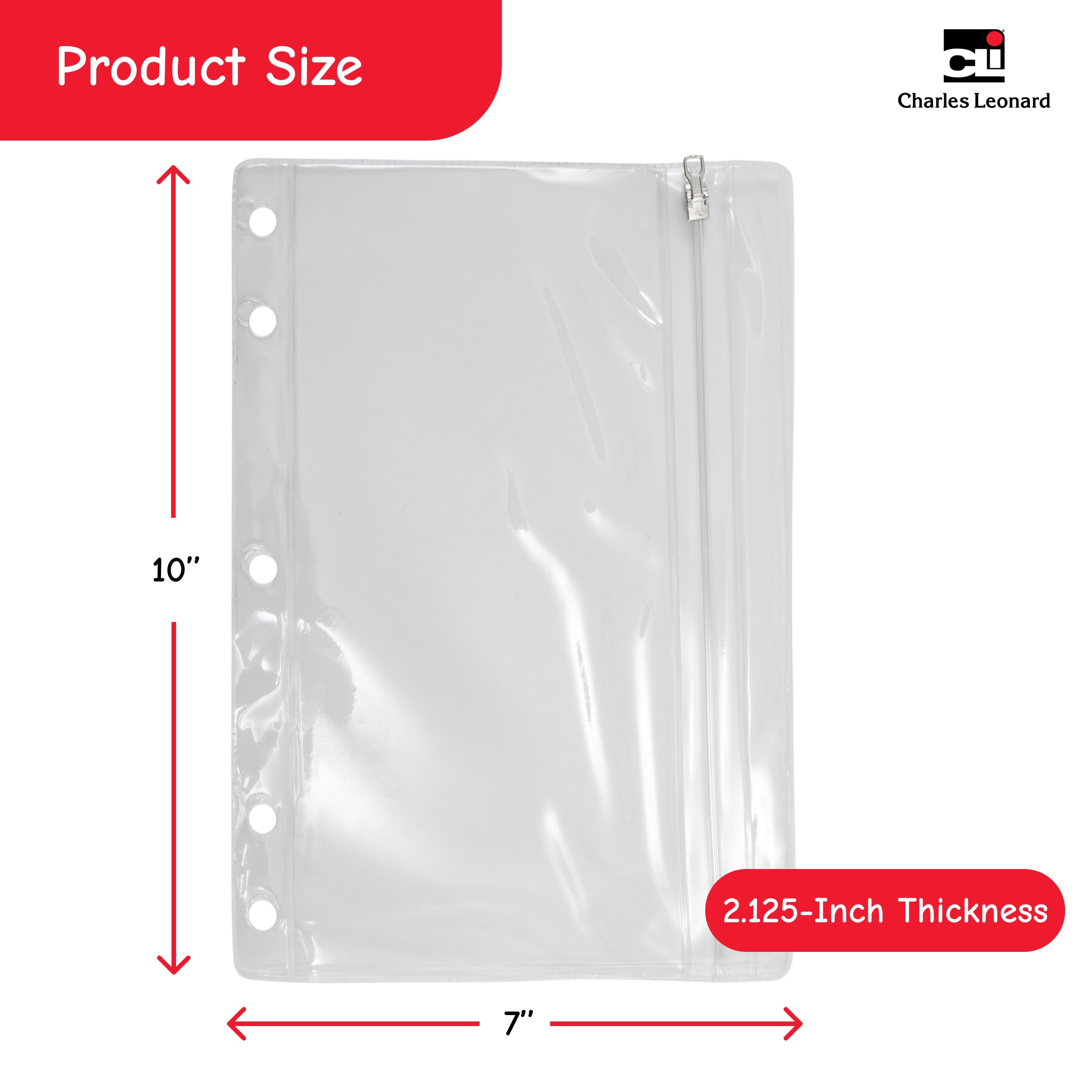 Charles Leonard Binder Pencil Pouch, 1 tasca con chiusura a zip, Clear vinyl, confezione da 24 (76380-st)