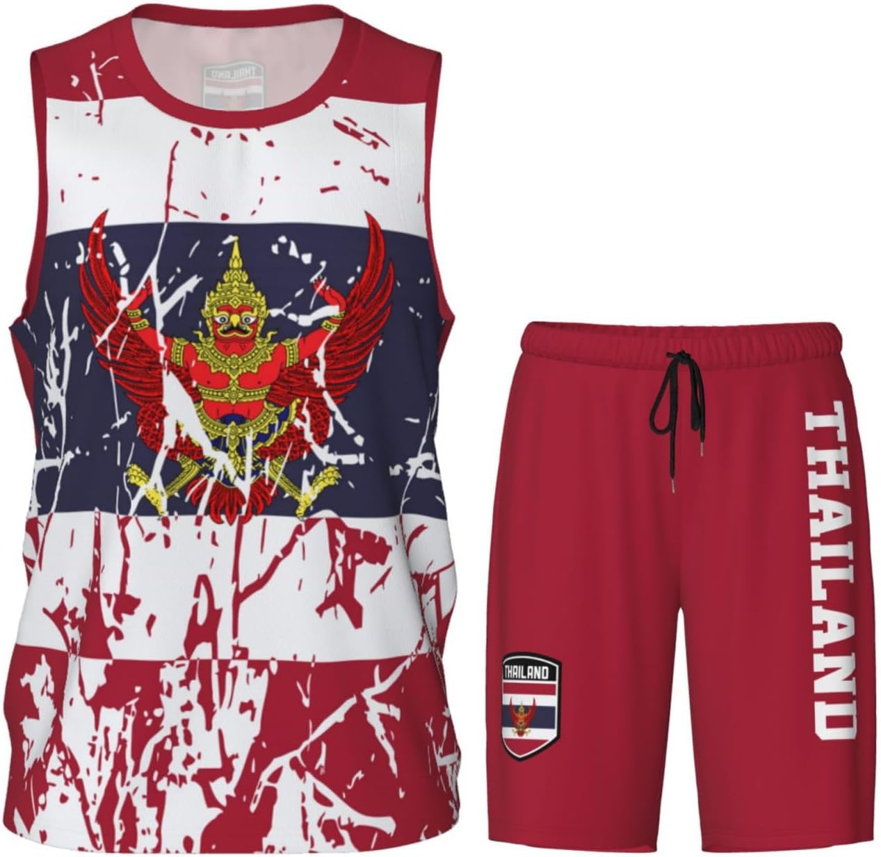 Thailand Flag Grain (2) Basketball Jersey Uniform Suit for Men Adults Training Athletic Set