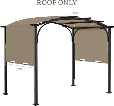 200x103 in Pergola Canopy Replacement Shade Cover Only, Khaki