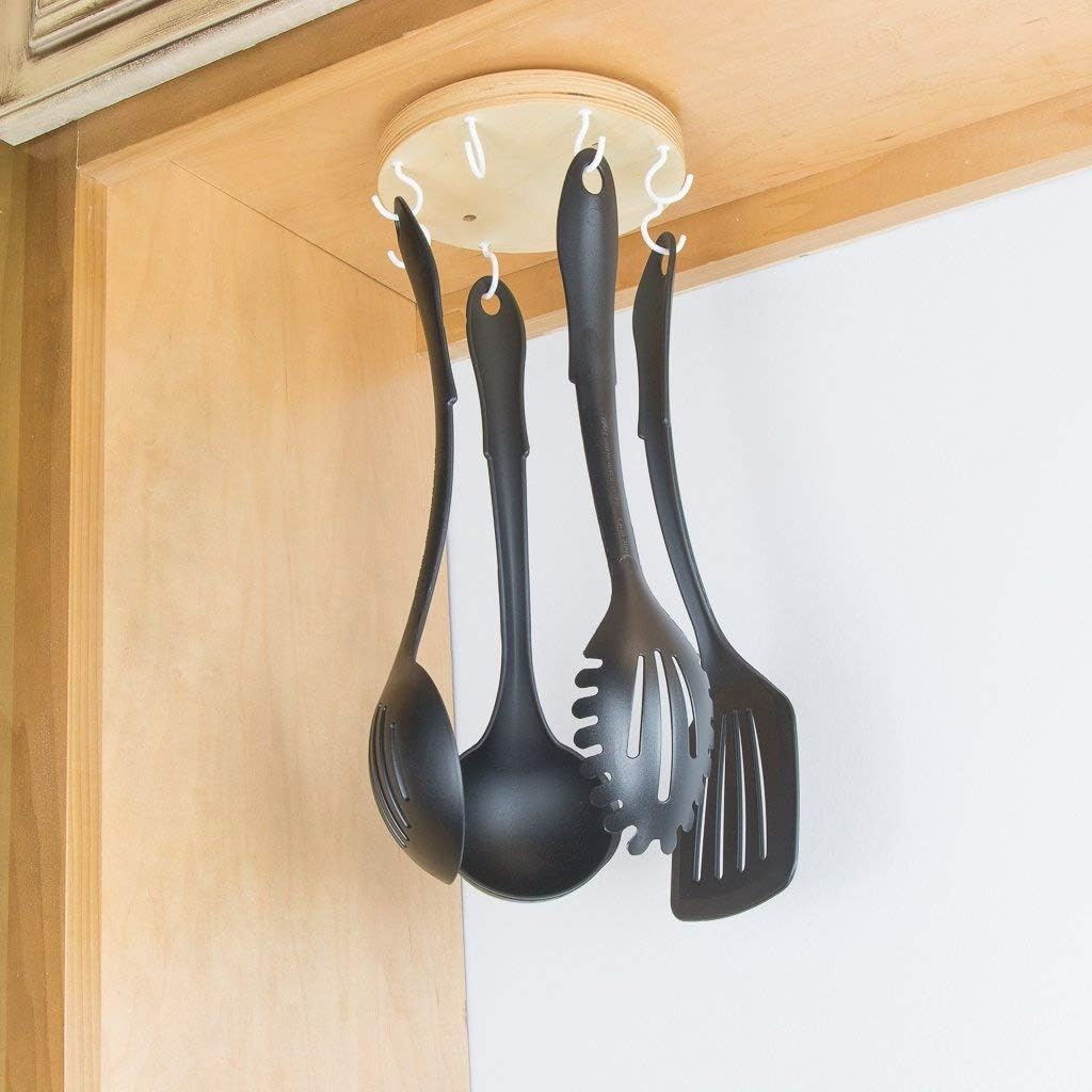 EZ Reach - Under Cabinet Utensil Holder (Baltic Birch Laminate - Stainless Hooks)