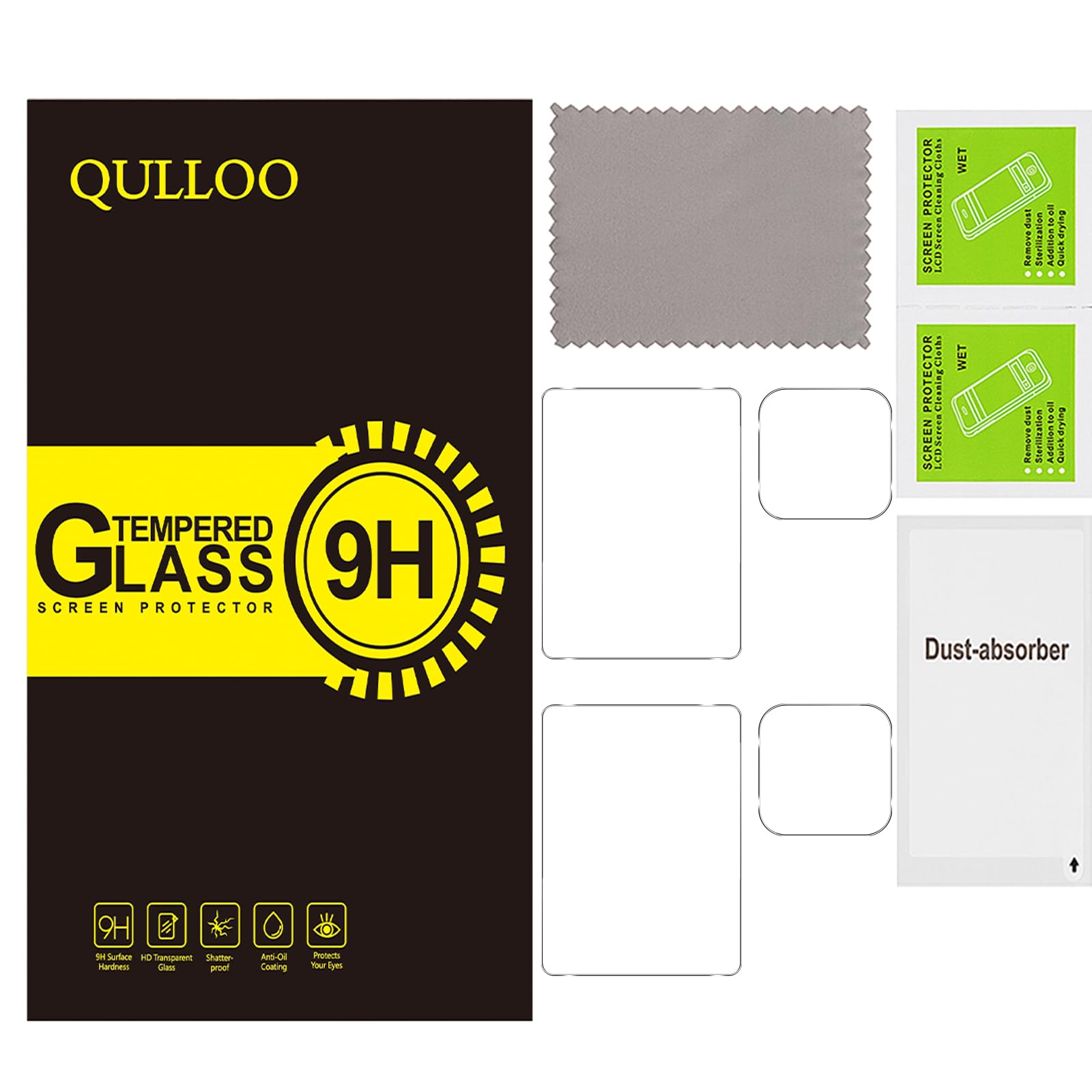 QULLOO Pellicola Protettiva per GoPro LIT Hero/GoPro Hero, 2 Pezzi Film Vetro Temperato Schermo+2 Pezzi Pellicole Protezione Fotocamera Posteriore, Durezza 9H, Anti-Scratch, HD Chiaro