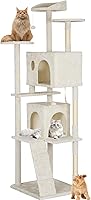 Vista 21 de BestPet Torre Árbol para Gatos de 70" Beige Resistente, Fácil de Ensamblar, Centro de Actividades Multinivel con Postes Rascadores de Sisal