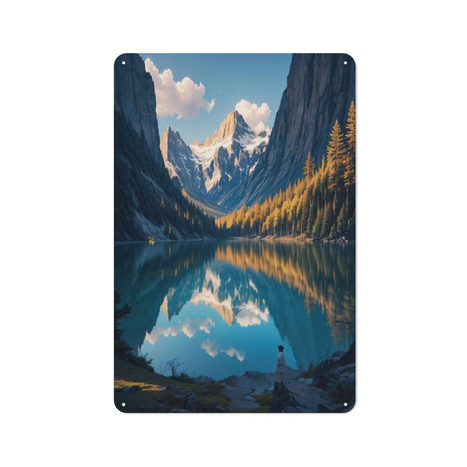 Junmoney Beautiful Fantasy Lake Tin Wall Plaque 30X20cm With For Dining Room Or Kitchen, For Vintage Wall Decor Fans, For Themed Room Decoration
