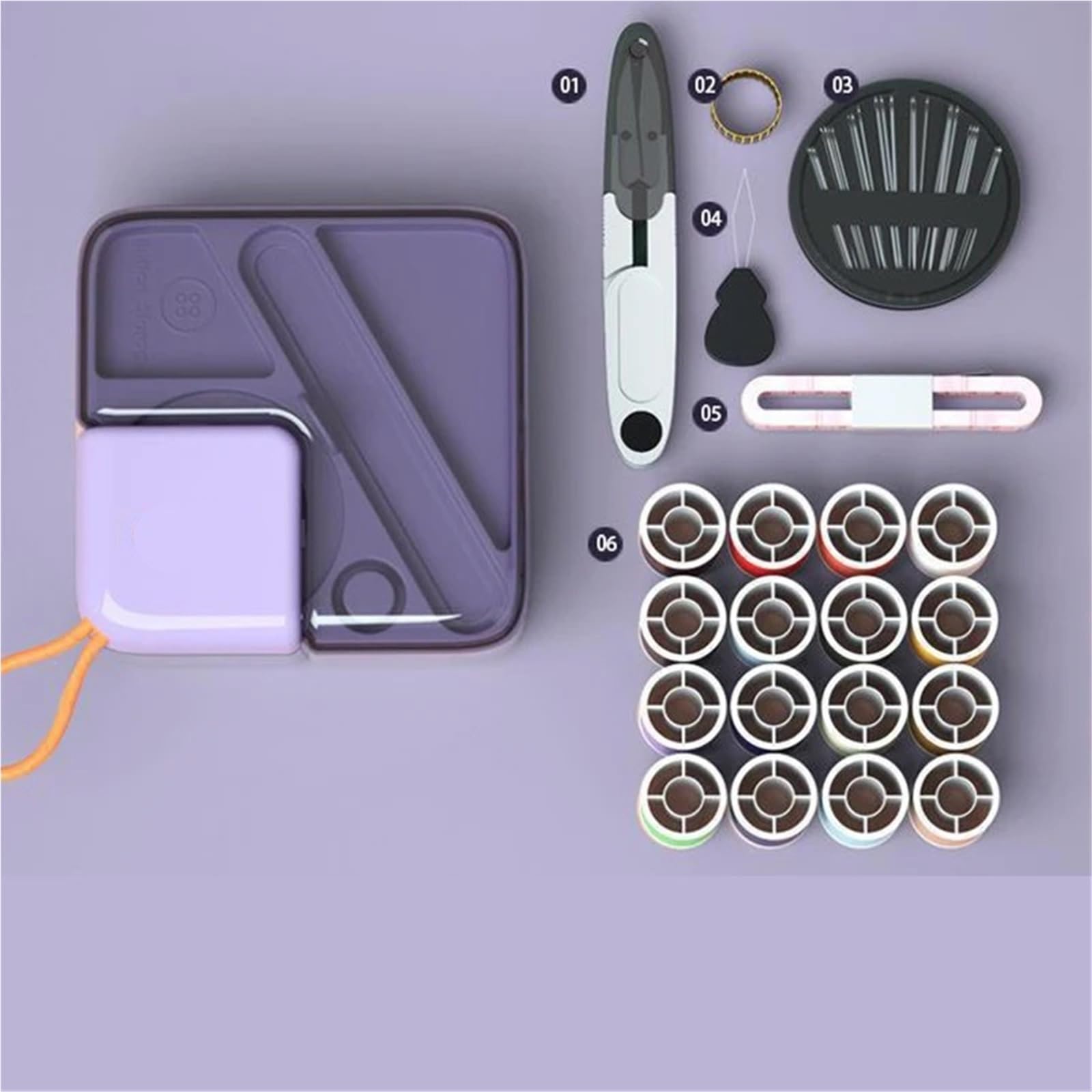 Set di scatole da cucito Scatola immagazzinaggio for a mano portatile e multifunzionale Mini set for uso domestico viaggio Kit(Dark Green)