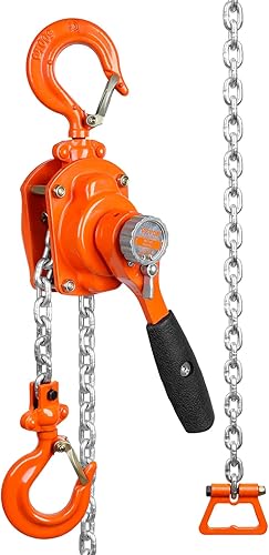 Miniatura 9 de VEVOR Polipasto de cadena de palanca manual, 12 tonelada 1100 libras de capacidad de 5 pies, acero al carbono galvanizado G80 con freno Weston de