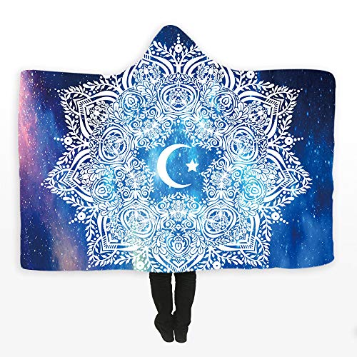 Couverture à capuche lune plaid sherpa 150x200cm, le cadeau idéal pour adultes et enfants