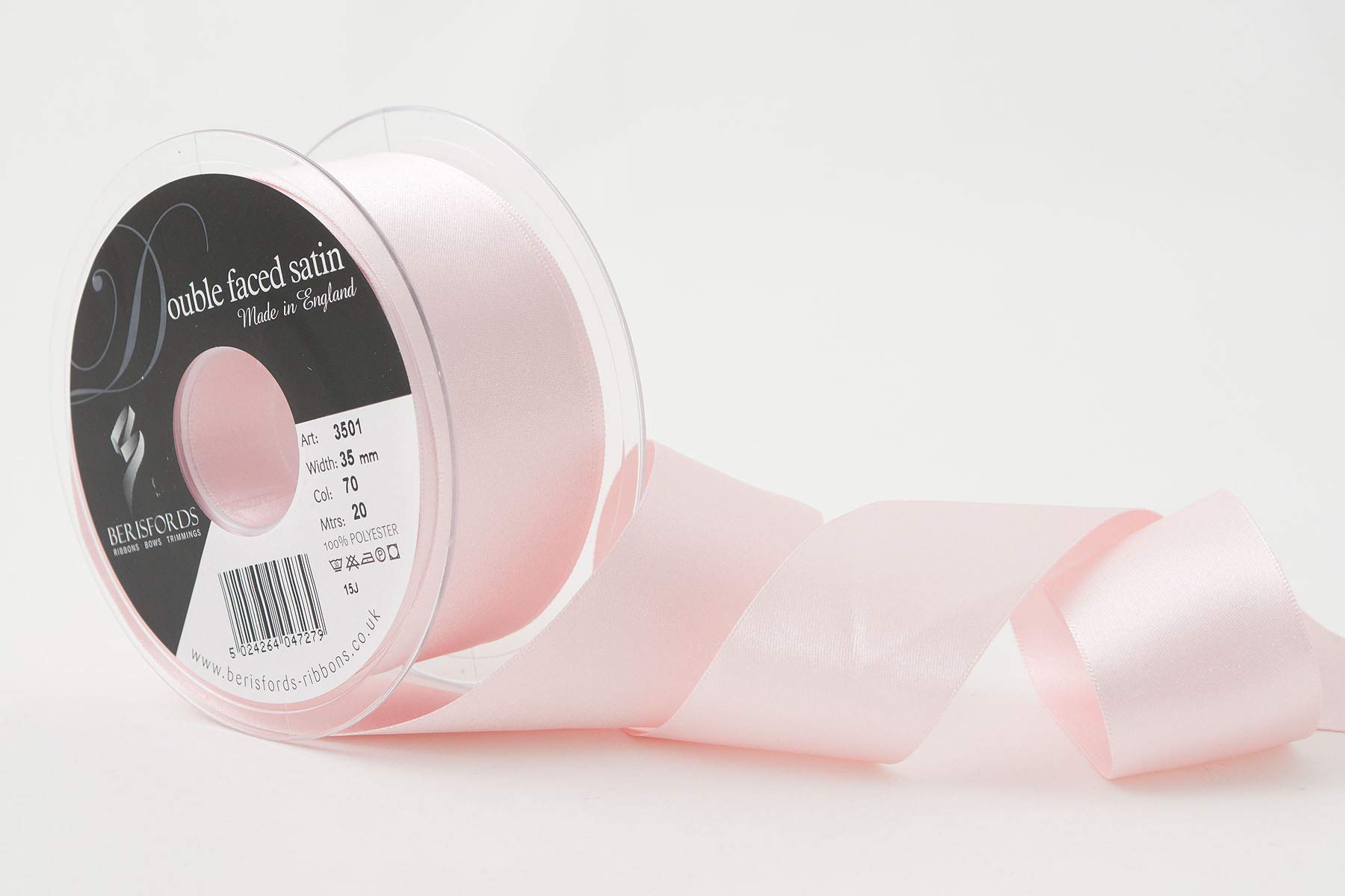 Berisfords 70 Pale Pink Double Faced Satin Ribbon